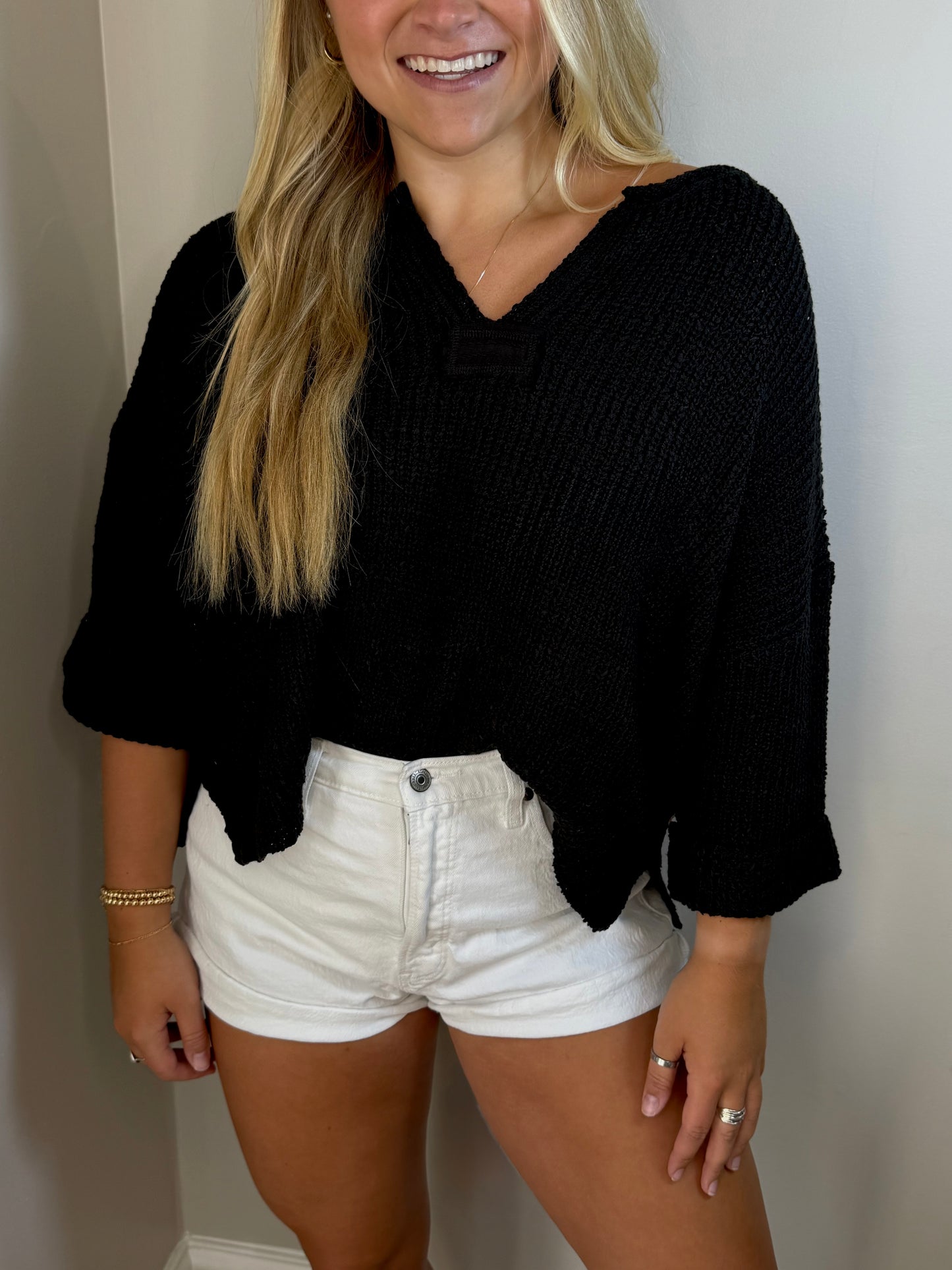 Black Timeless 3/4 Sleeve Top