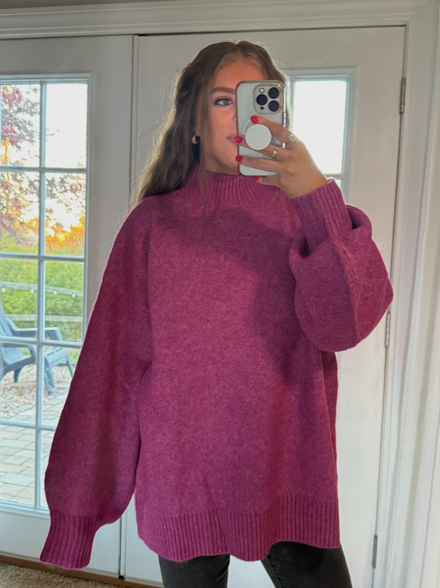 Cambrie Mockneck Sweater | Plum
