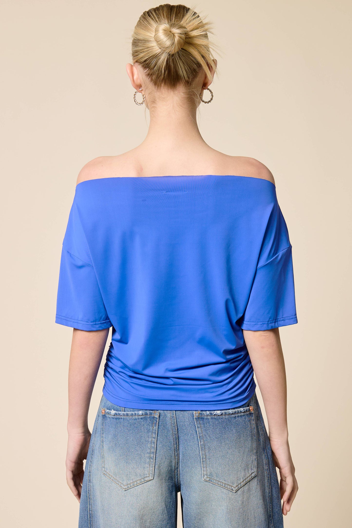 Ryan One Shoulder Short Sleeve Top | Blue