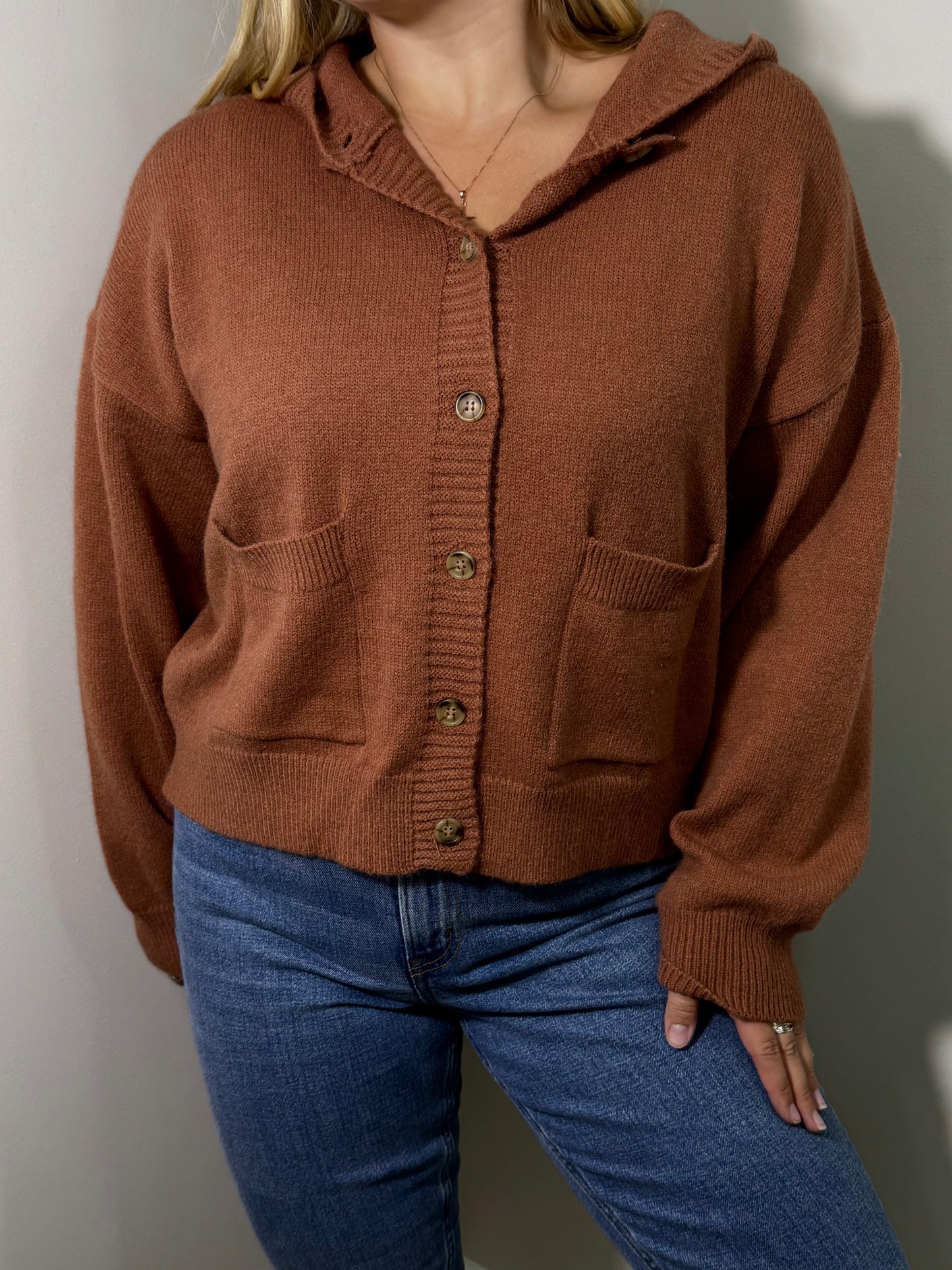 Rust Helen Hooded Cardigan