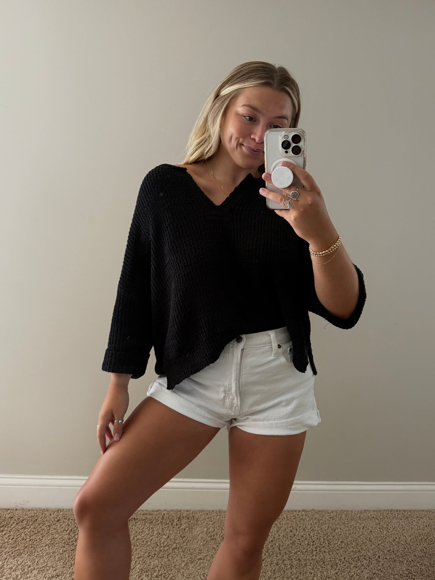 Black Timeless 3/4 Sleeve Top