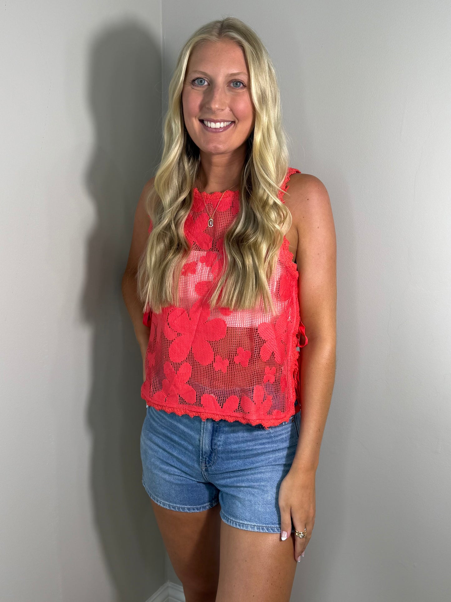 Scarlet Flame Mesh Top