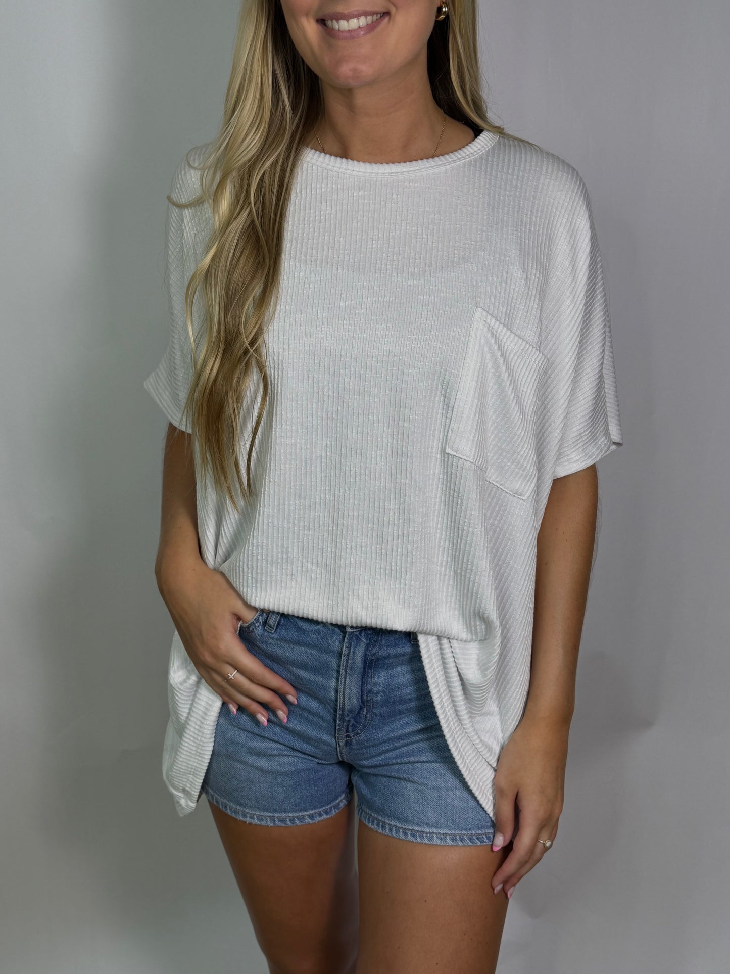 Sophia Pocketed Tee | White