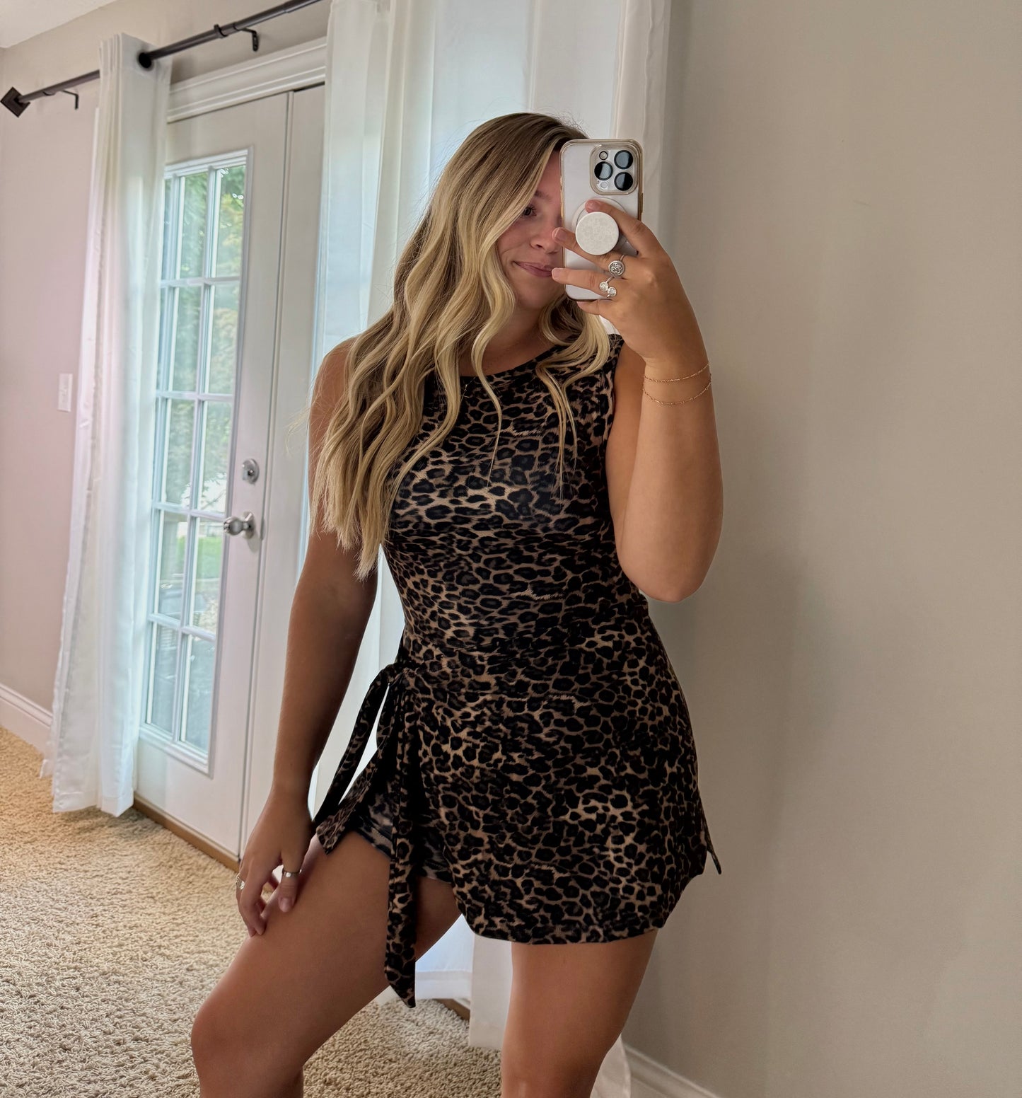 Lindsey Leopard Wrap Tie Dress