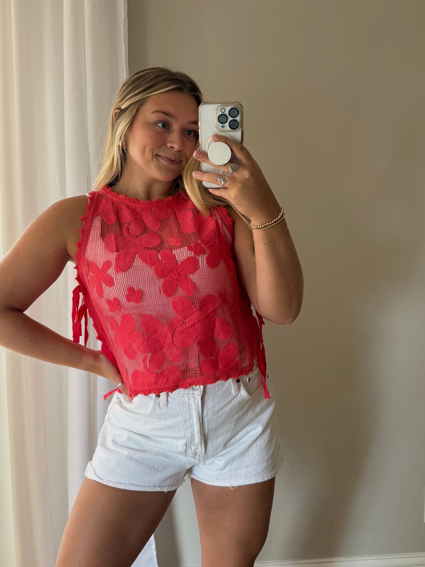 Scarlet Flame Mesh Top