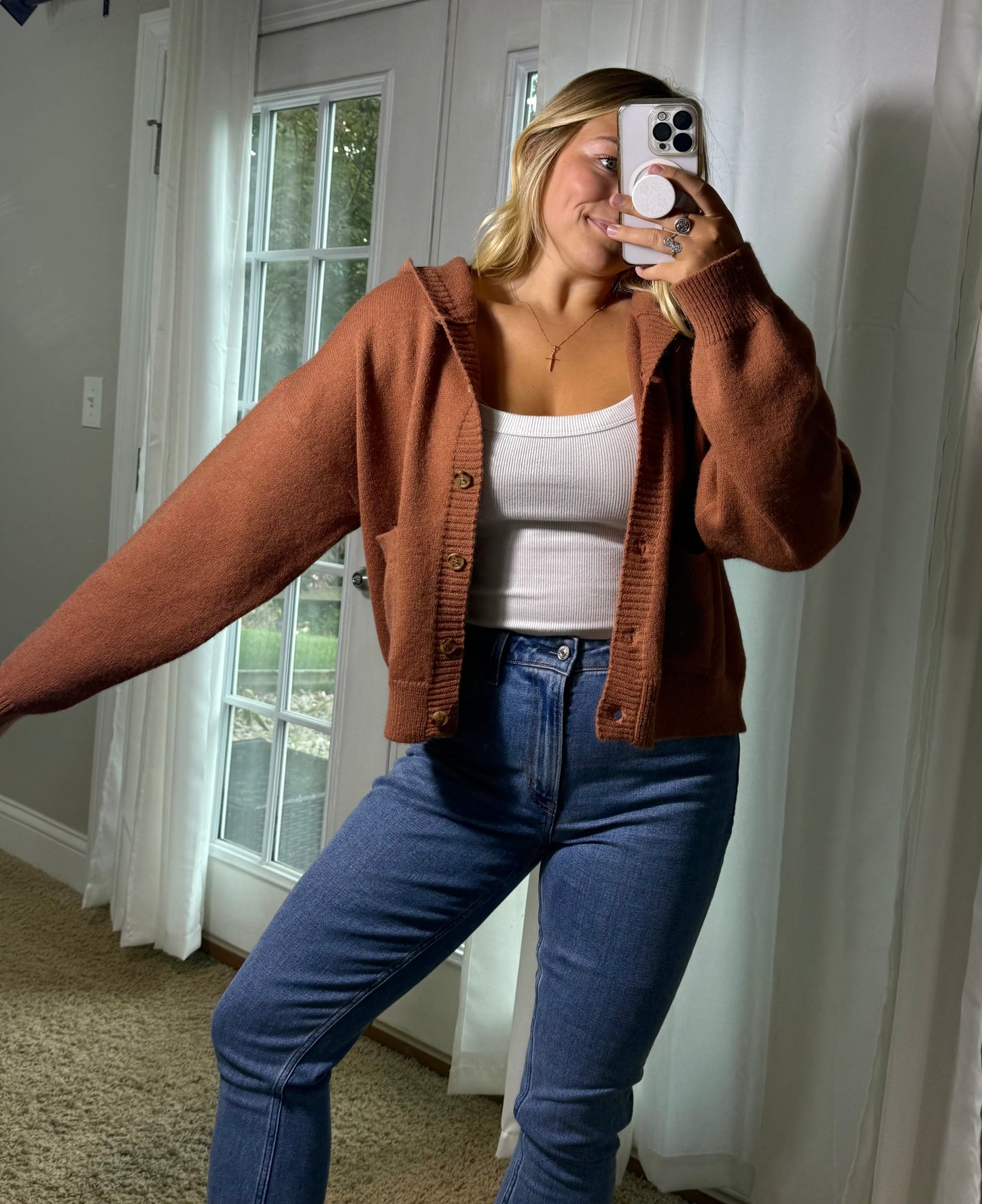 Rust Helen Hooded Cardigan