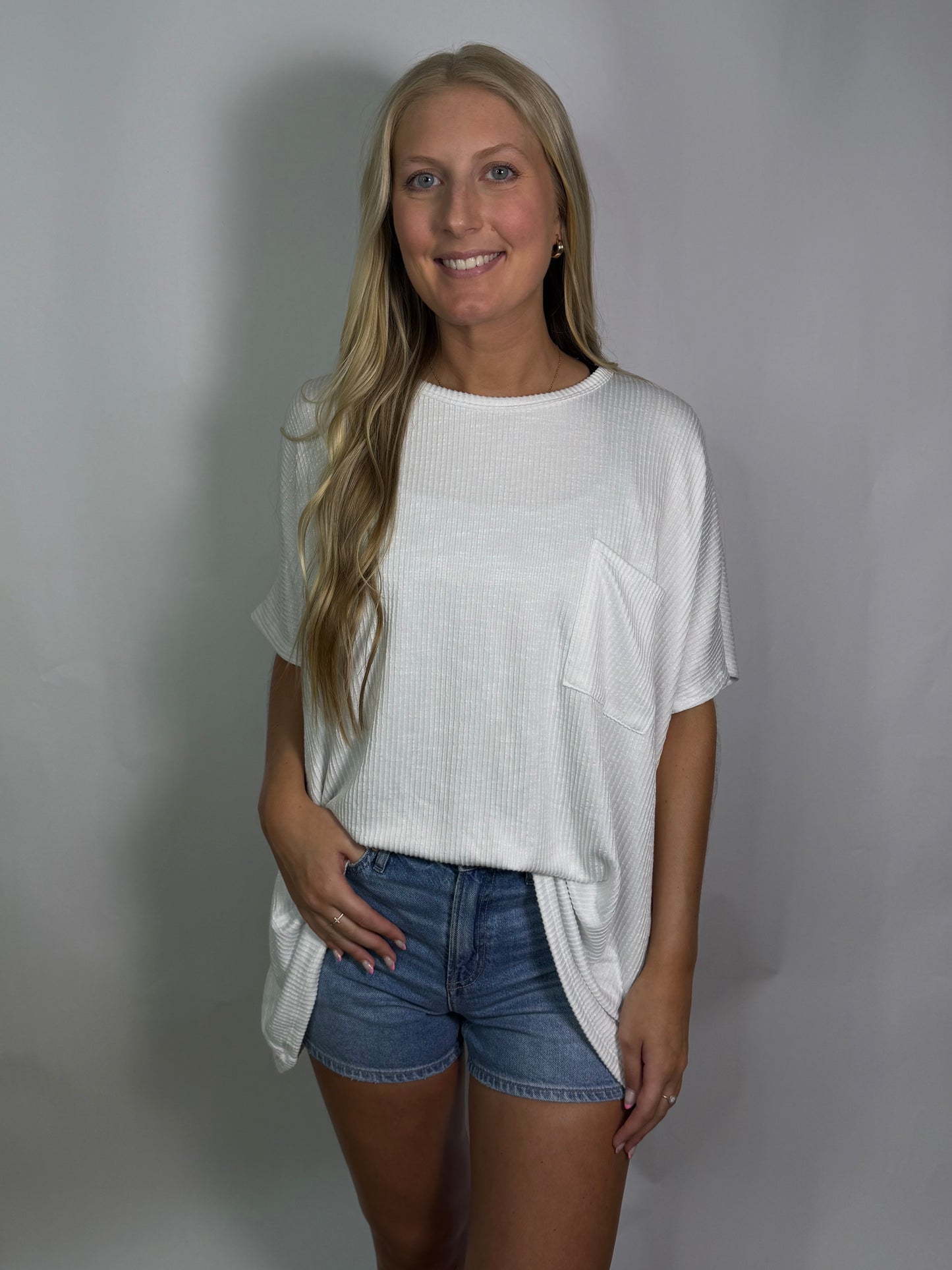 Sophia Pocketed Tee | White