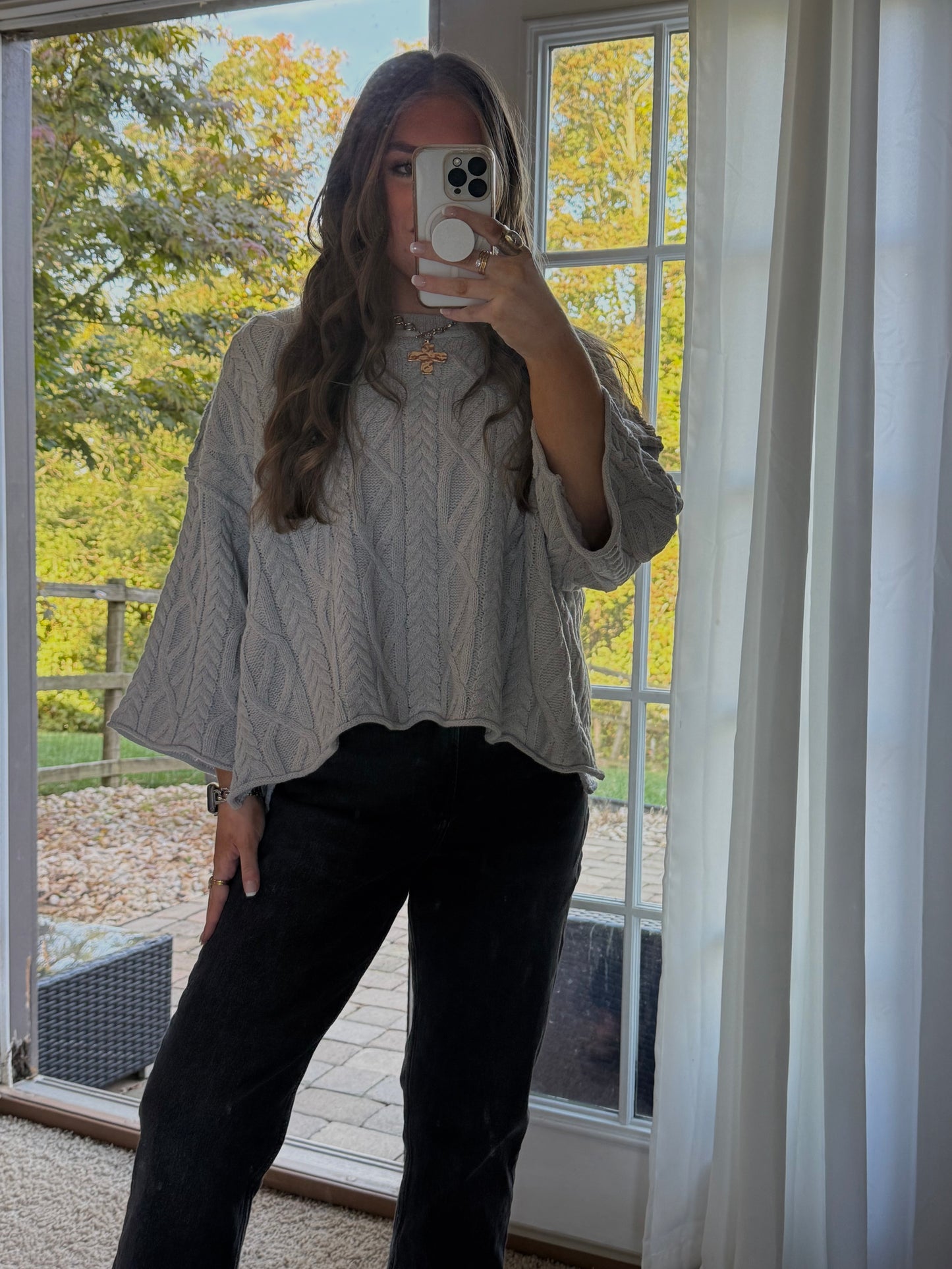 Cropped Short Sleeve Knit Sweater