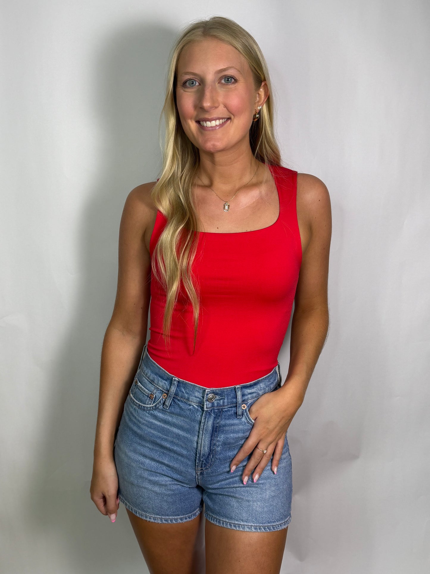 Red Jax Square Neck Tank