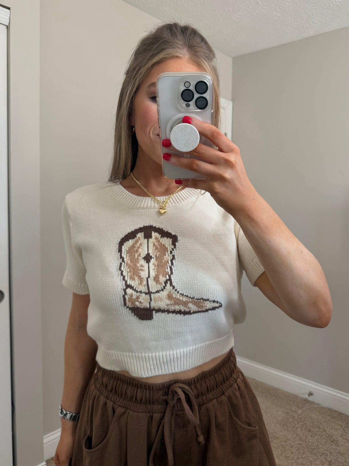 *LAST ONE* Cowboy Boot Sweater Top