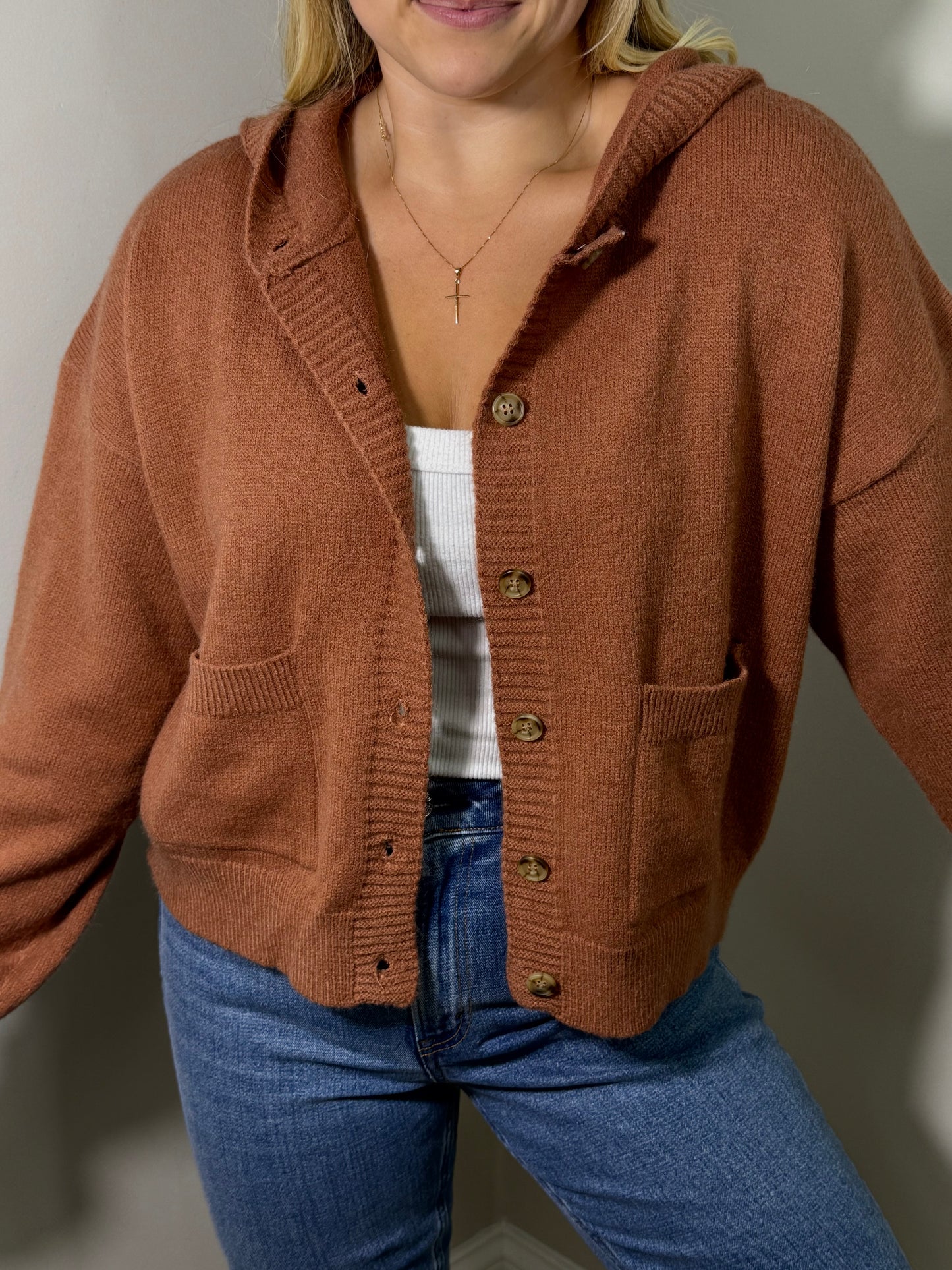 Rust Helen Hooded Cardigan