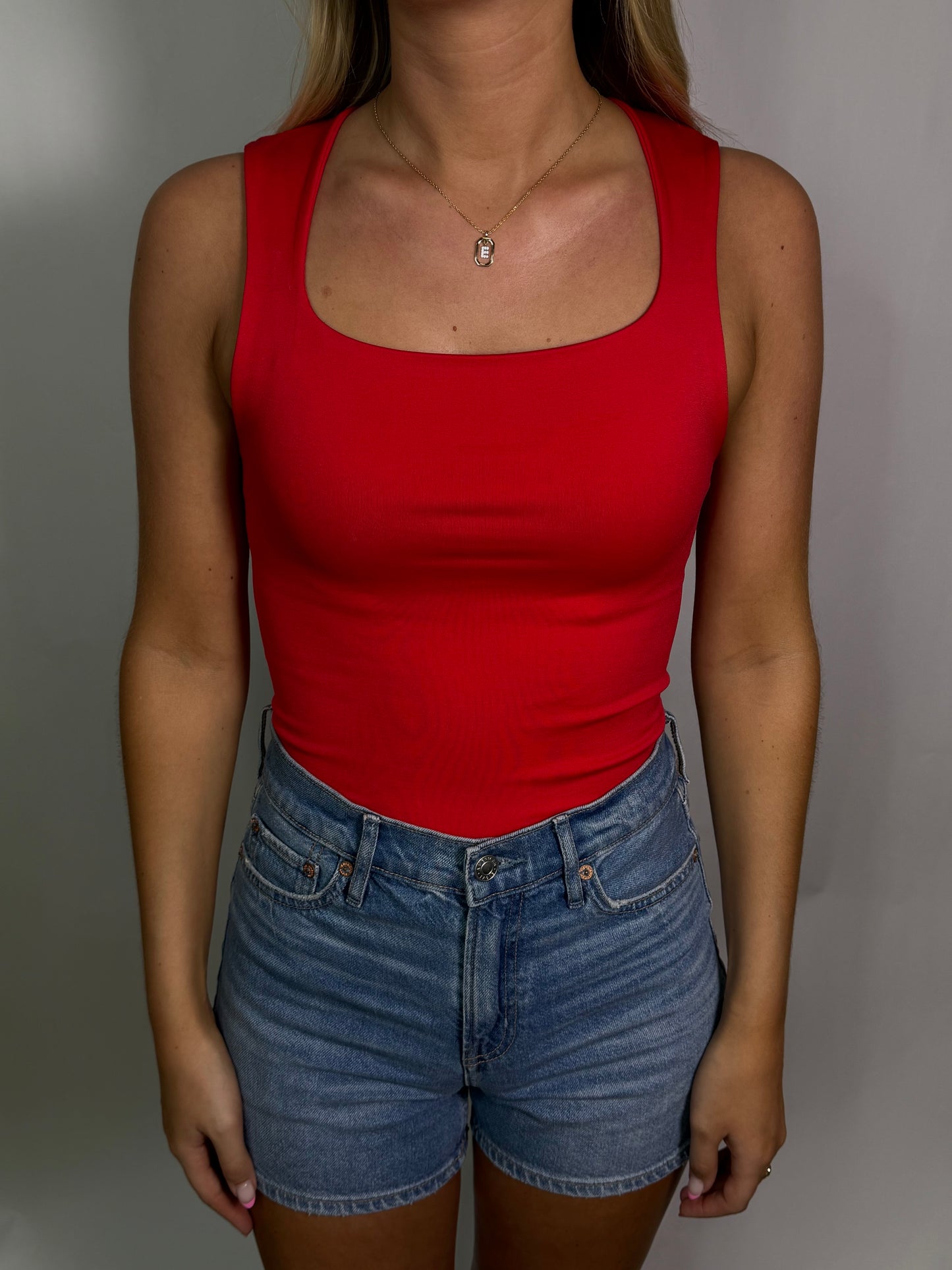 Red Jax Square Neck Tank