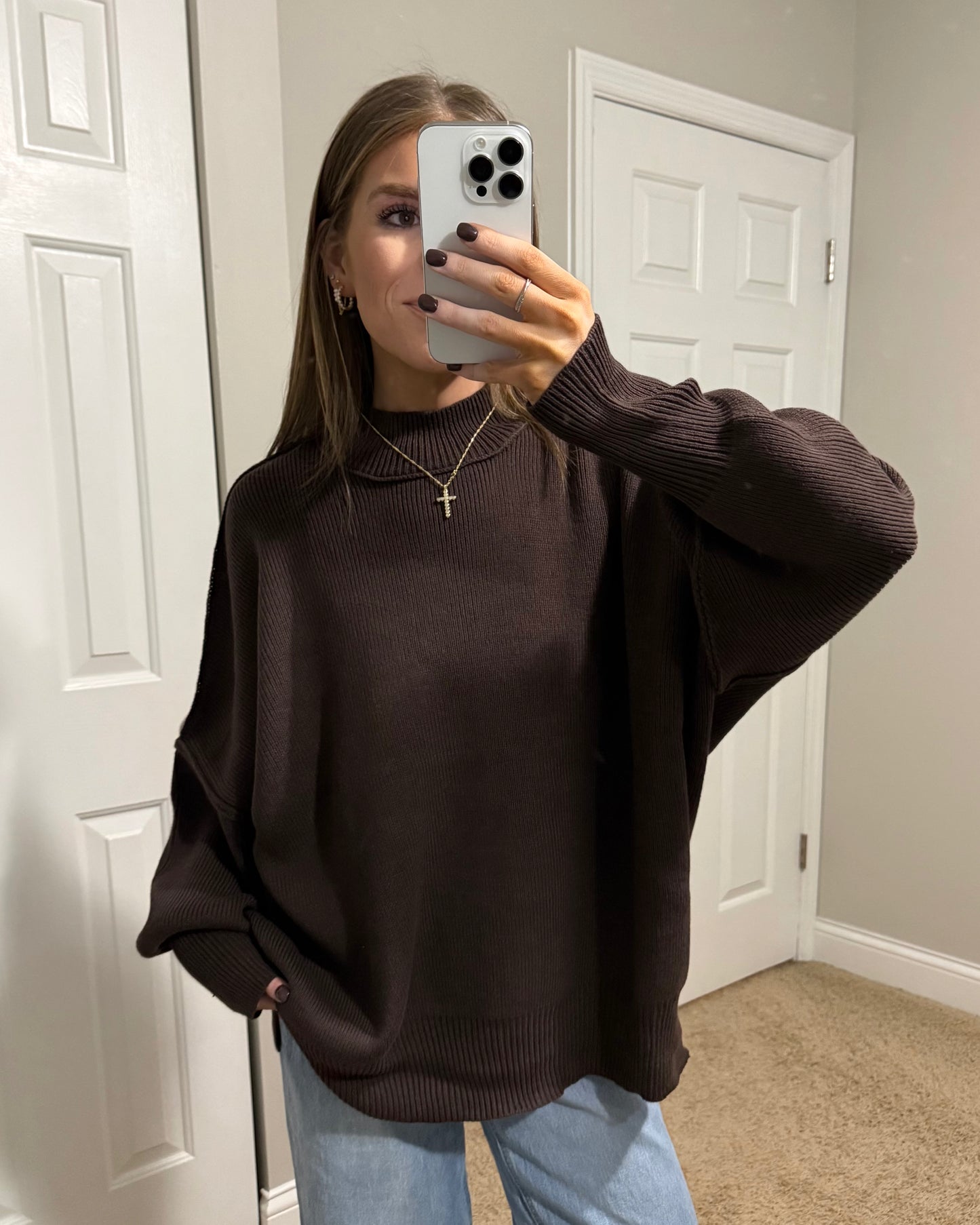 Essential Oversized Sweater | Dark Brown