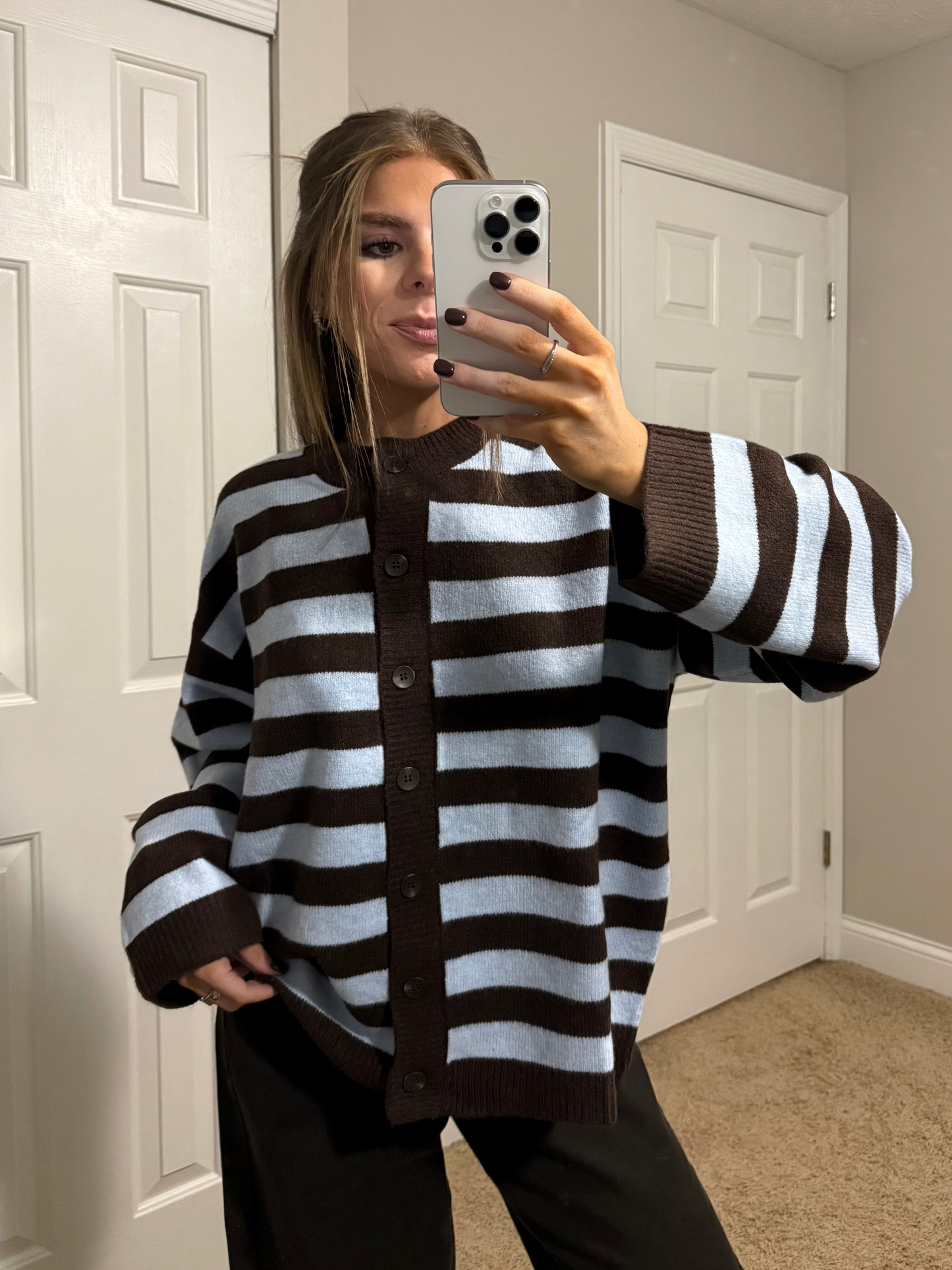 Blueberry Mocha Striped Cardigan