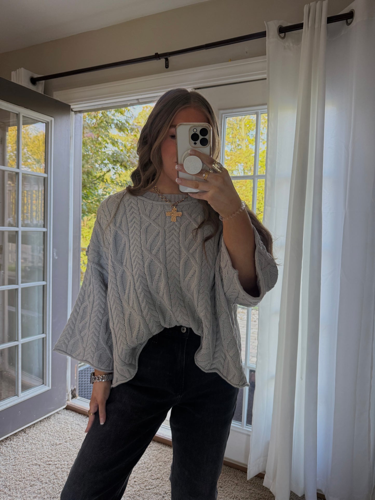 Cropped Short Sleeve Knit Sweater