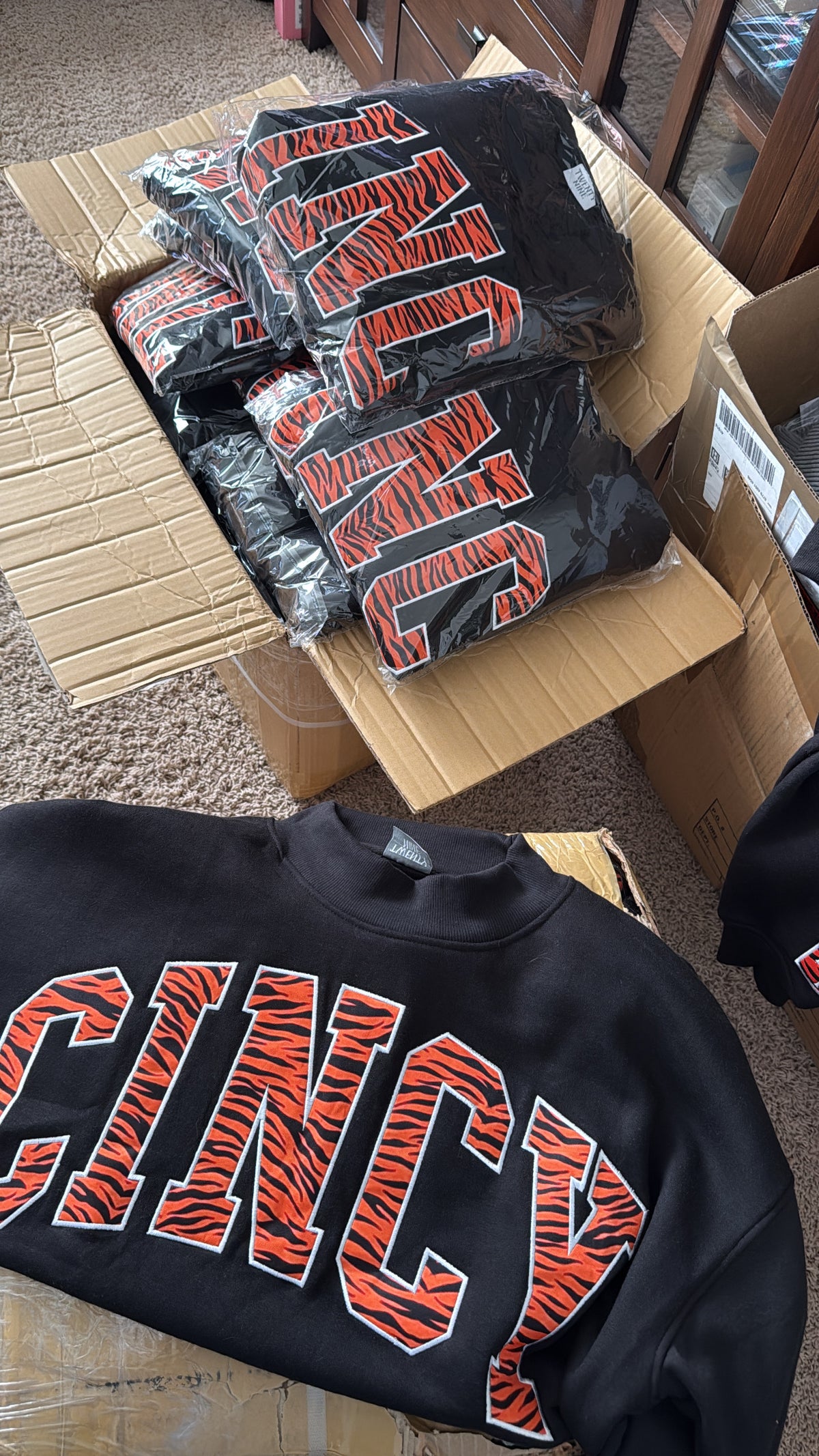 *PREORDER* Black CINCY Mockneck | Bengals Inspired Print