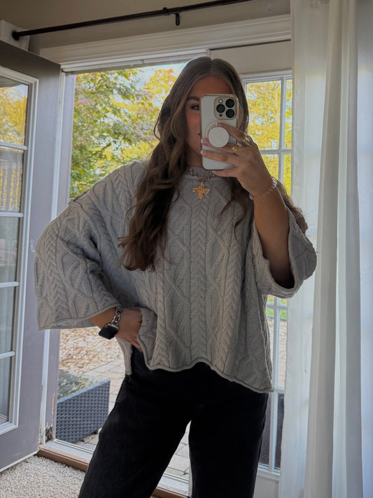 Cropped Short Sleeve Knit Sweater