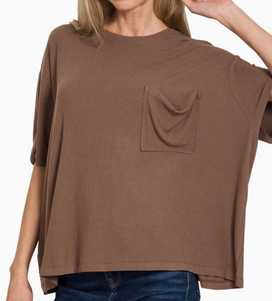 Everyday Ribbed Tee | Brown