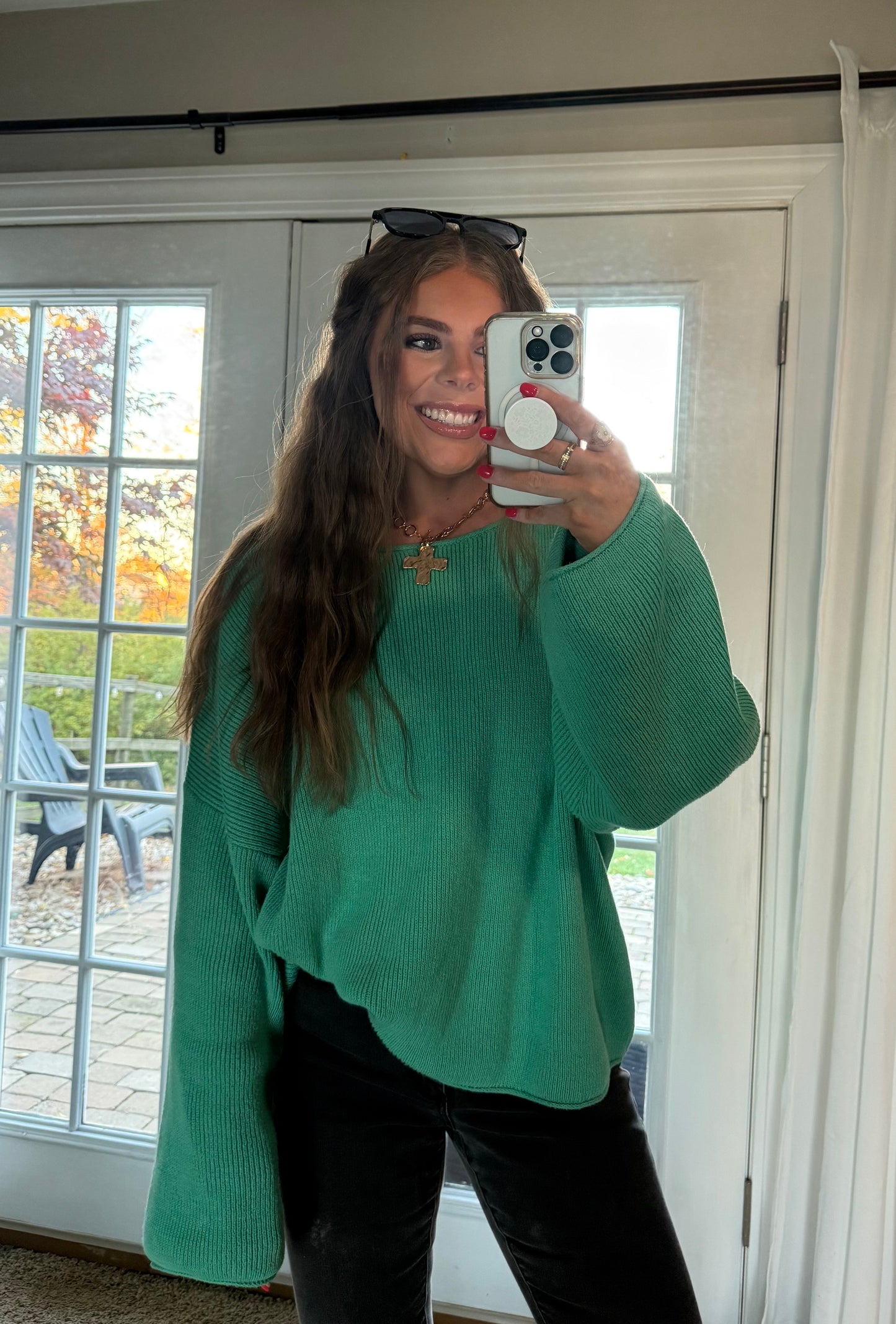 Tatum Boatneck Sweater | Kelly Green