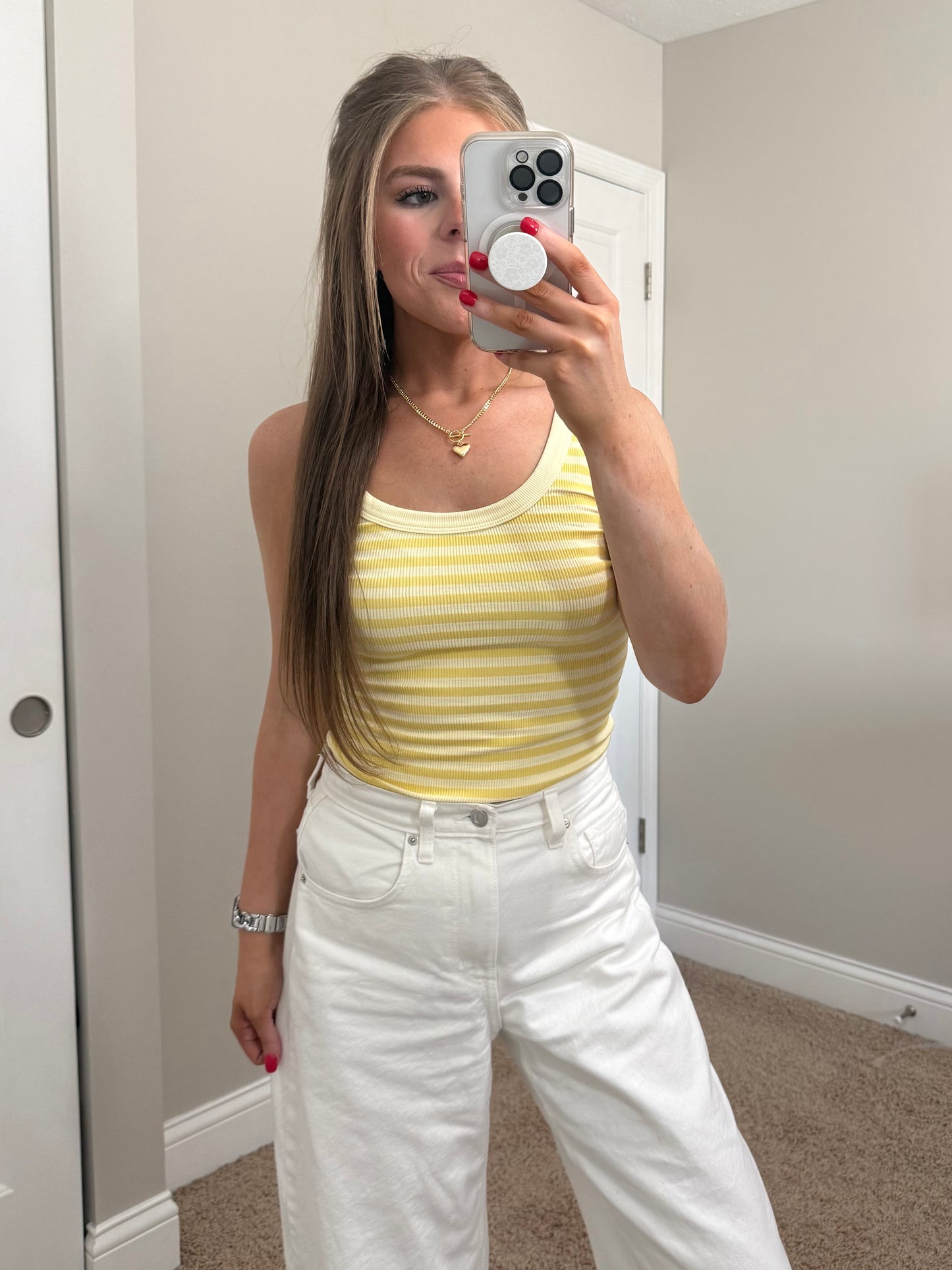 Striped Reversible Tank | Pale Yellow