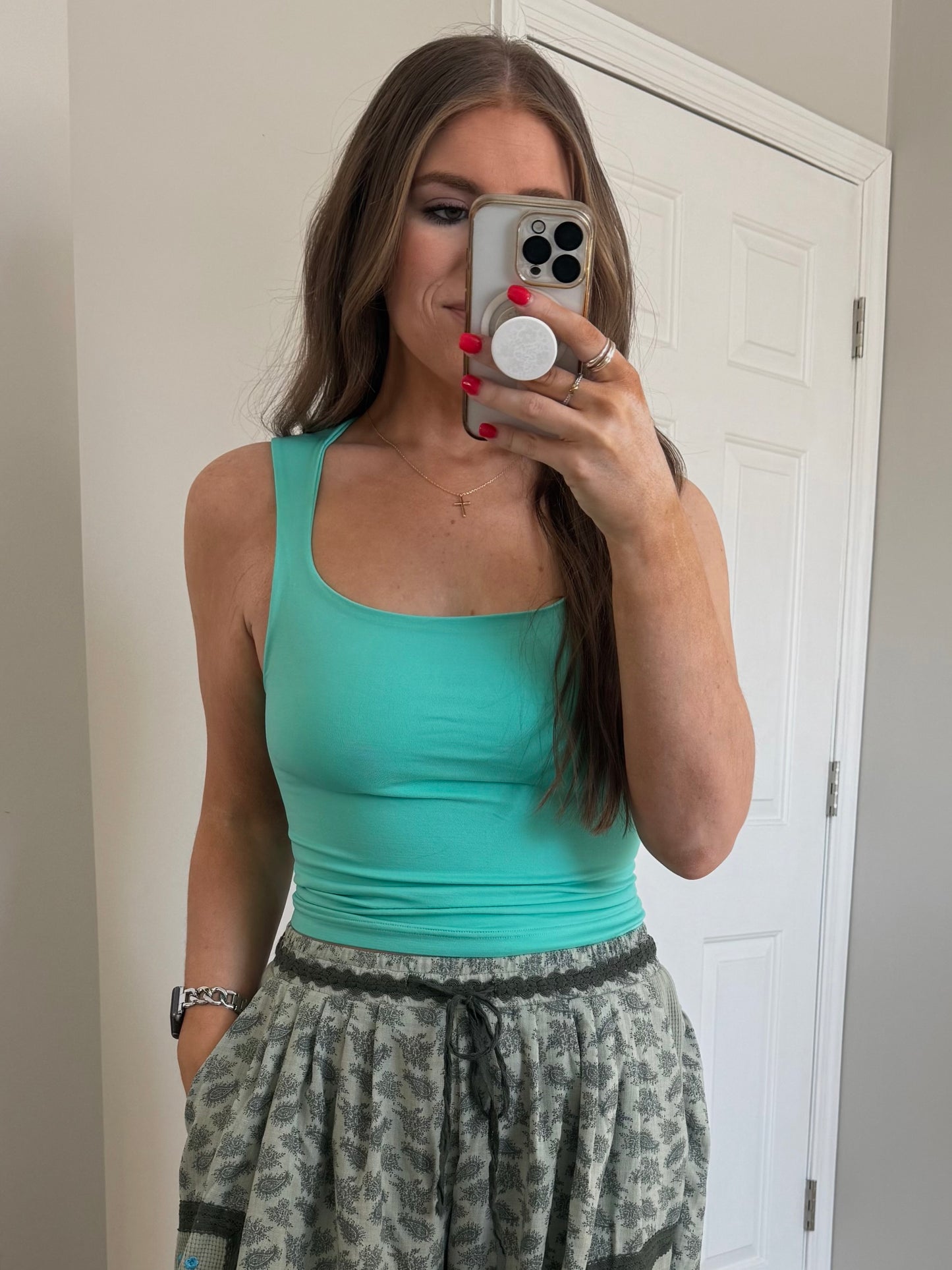 Teal Jax Square Neck Tank