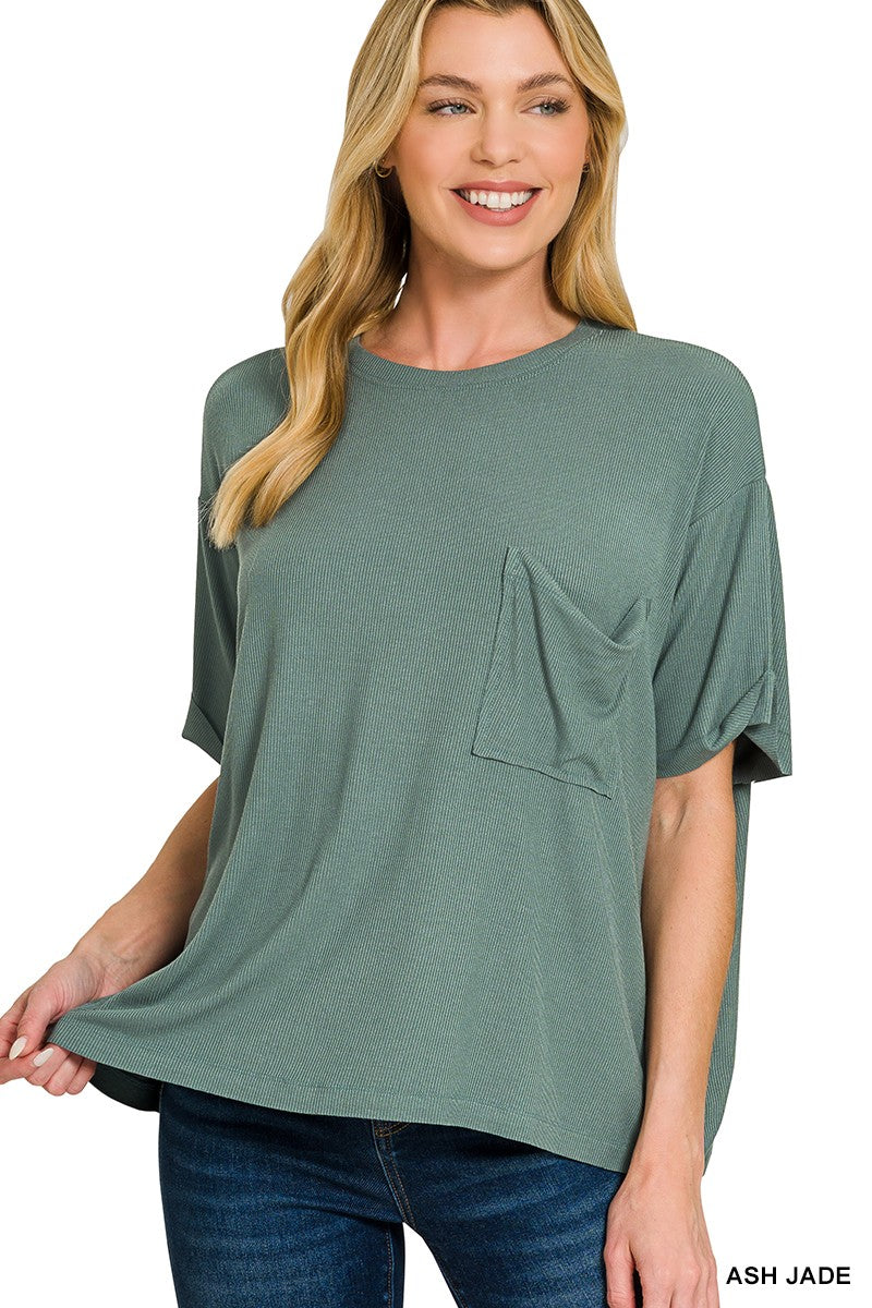 Everyday Ribbed Tee | Ash Jade