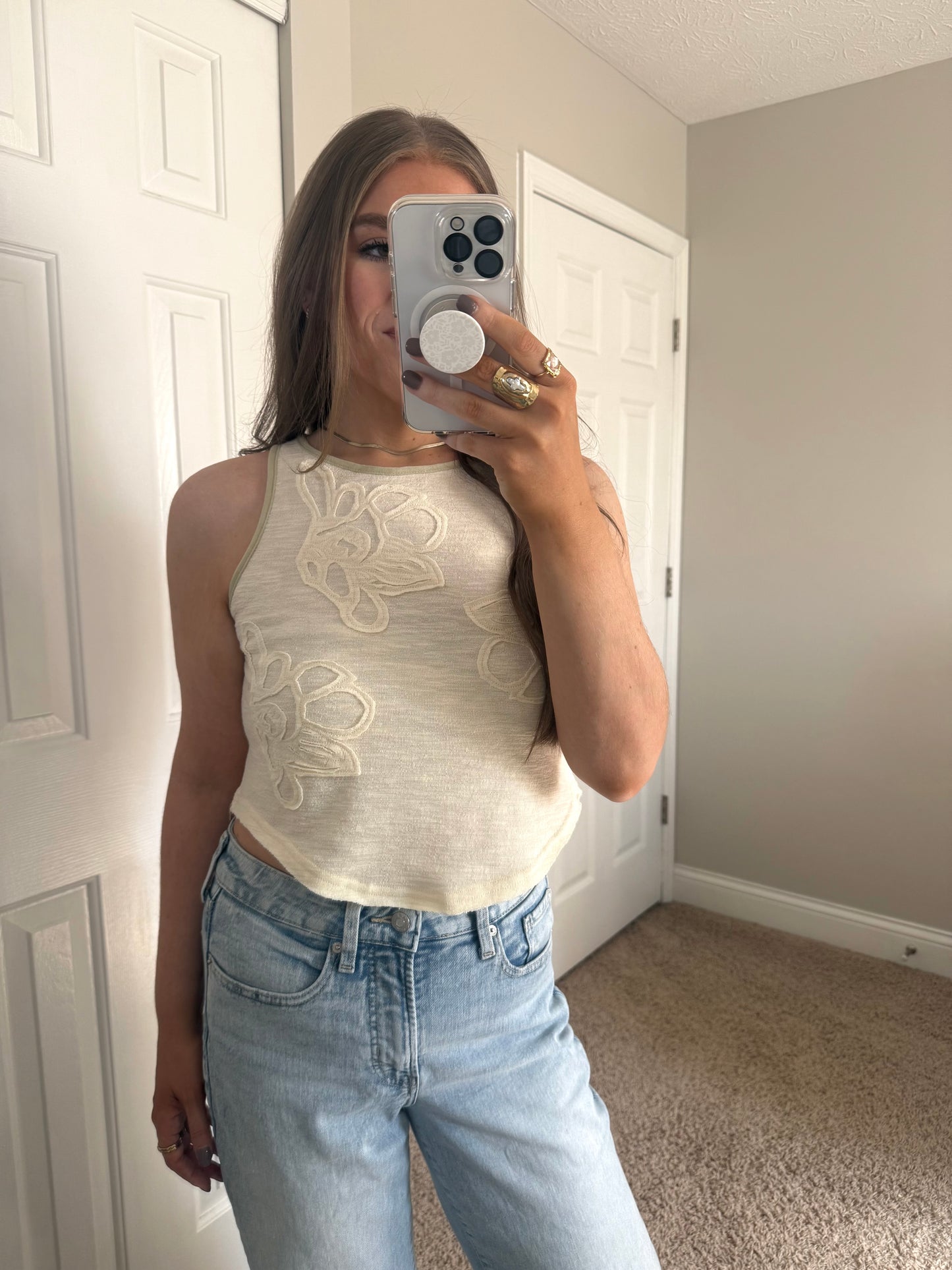 Carrie Textured Tank | Cream