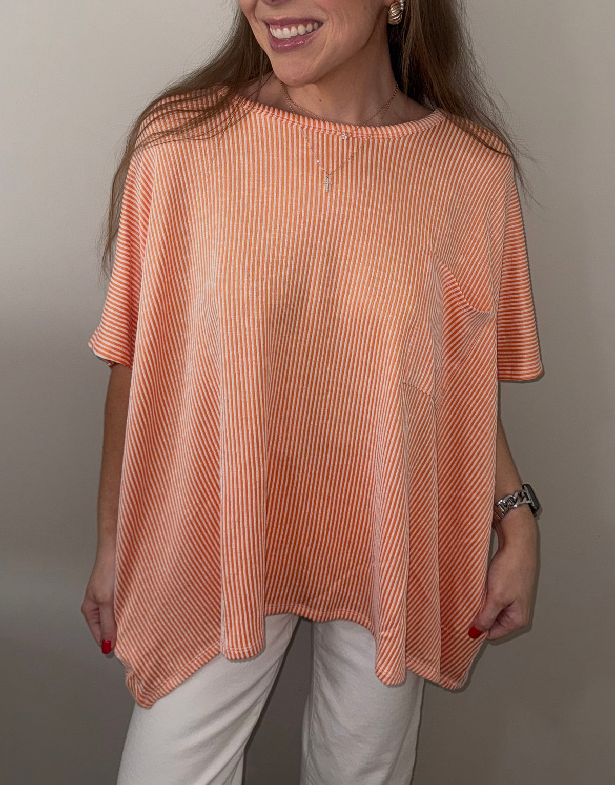 Sophia Pocketed Tee | Orange