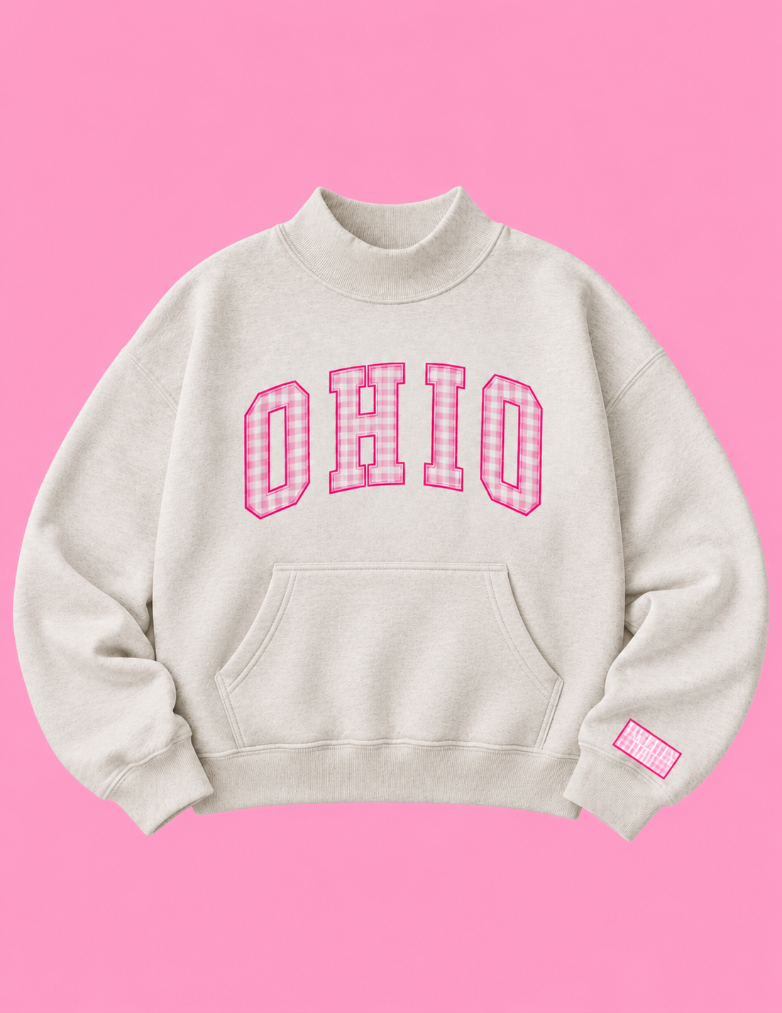 *Waitlist* OHIO Mockneck | Ash Gray/Pink Gingham