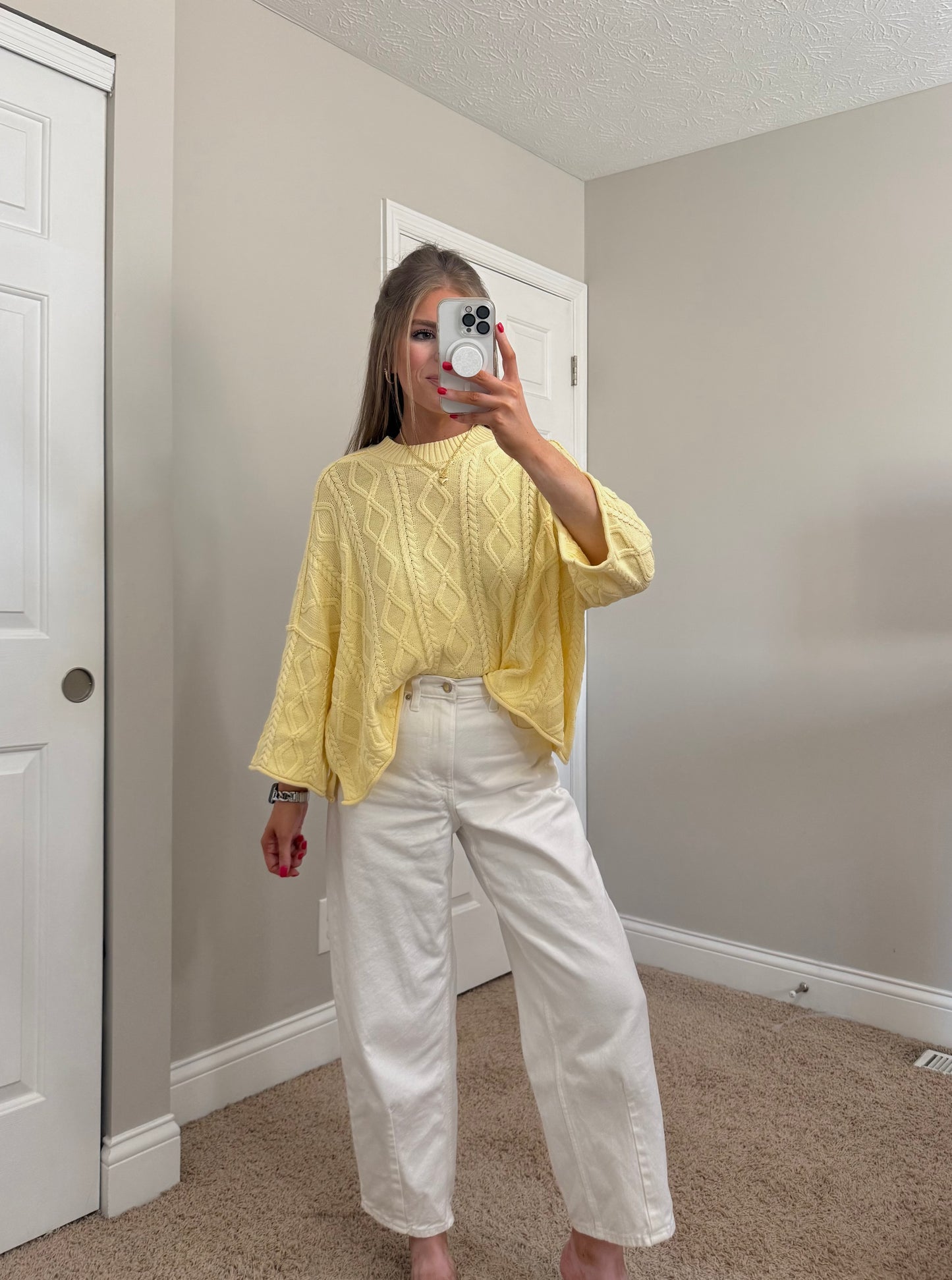 Madi 3/4 Sleeve Sweater | Pastel Yellow