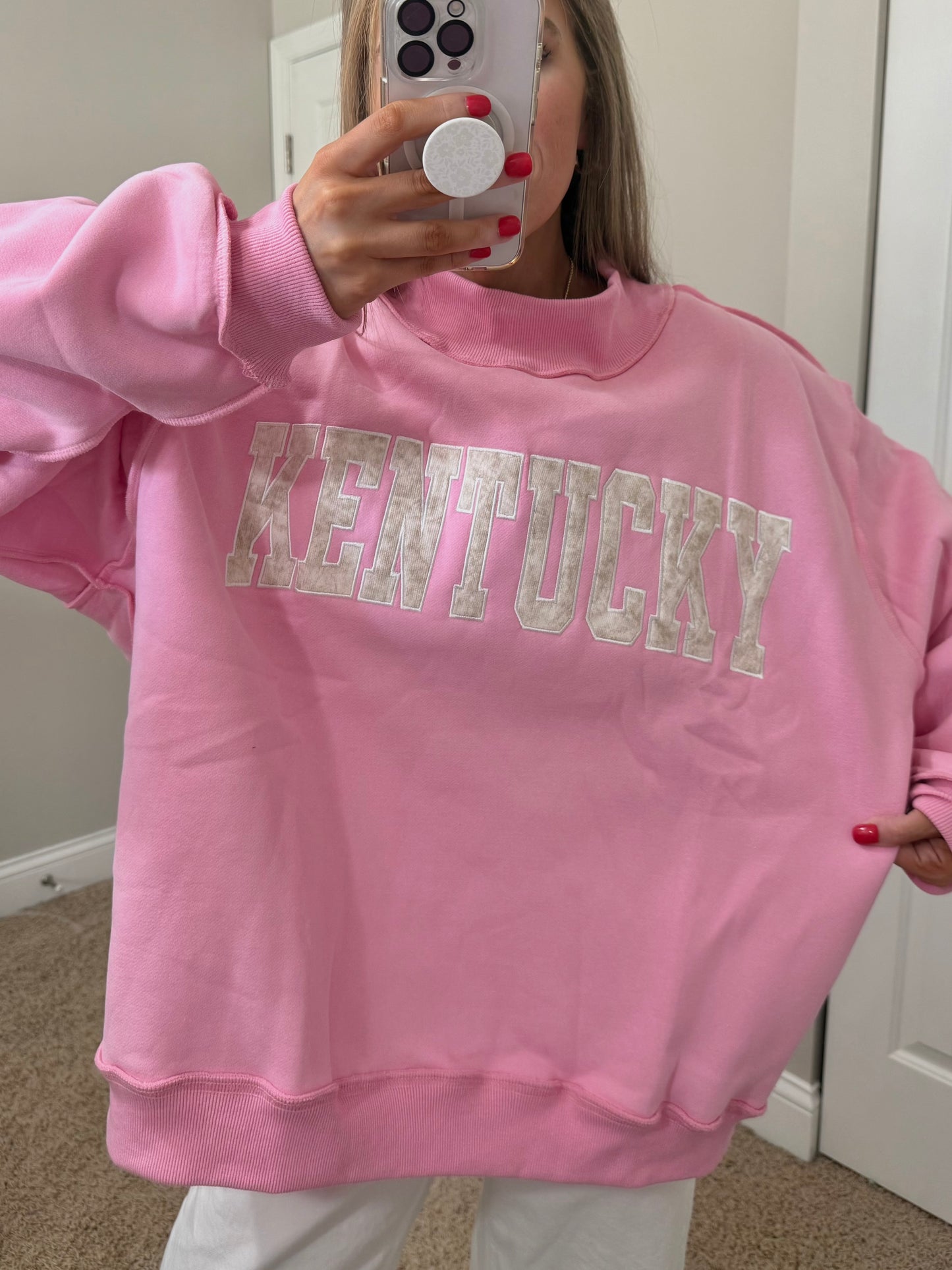Embroidered Kentucky Mockneck | Bubblegum Pink/Camo