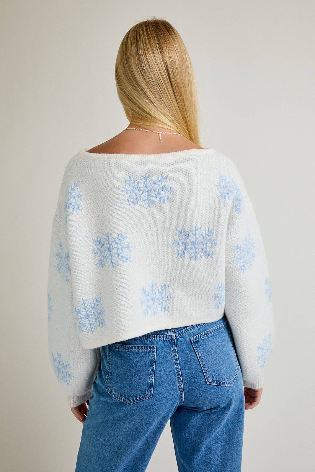 *SALE* ‘SNOWFLAKE' Boat Neck Cropped Sweater