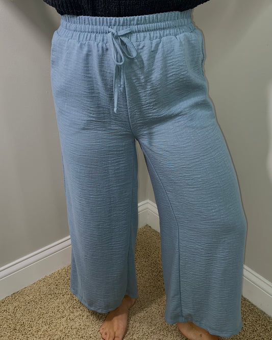 Lilly Woven Drawstring Pants | Blue Grey