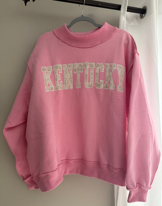 Embroidered Kentucky Mockneck | Bubblegum Pink/Camo