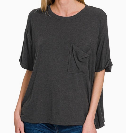 Everyday Ribbed Tee | Black