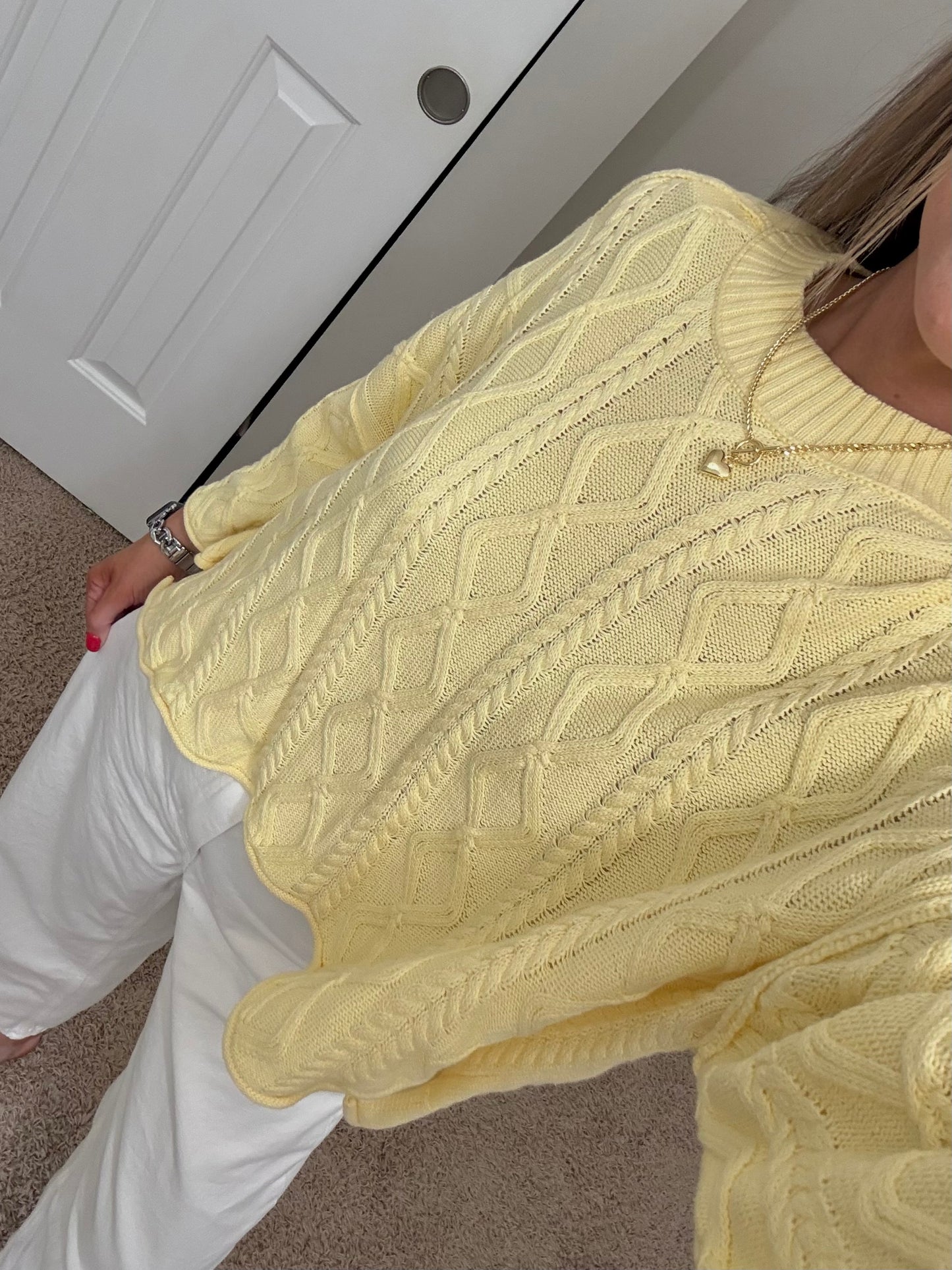 Madi 3/4 Sleeve Sweater | Pastel Yellow