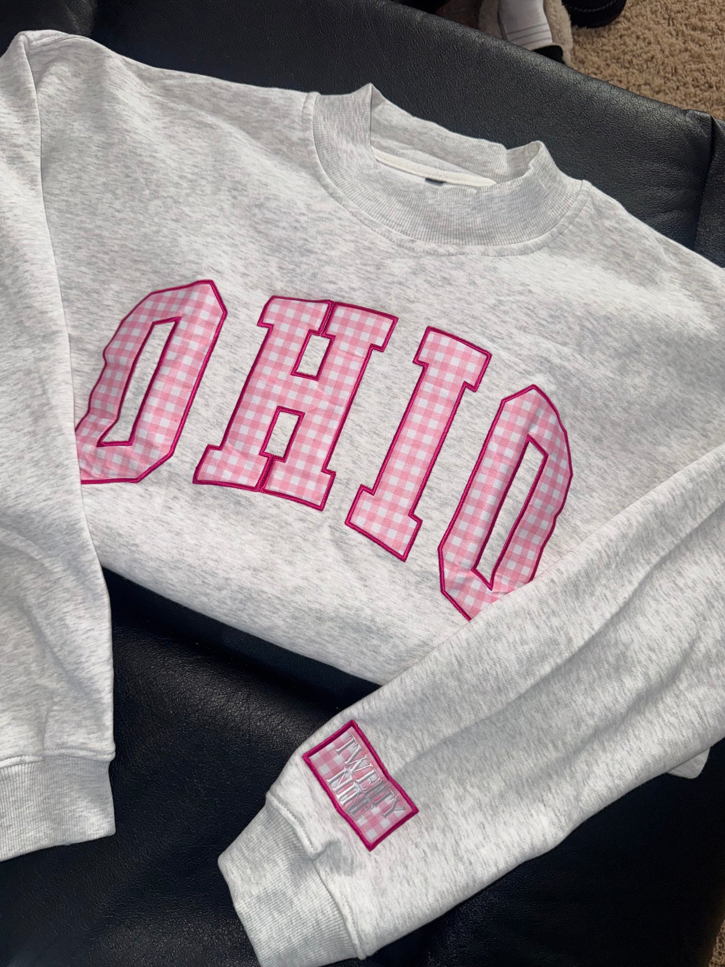 *Waitlist* OHIO Mockneck | Ash Gray/Pink Gingham