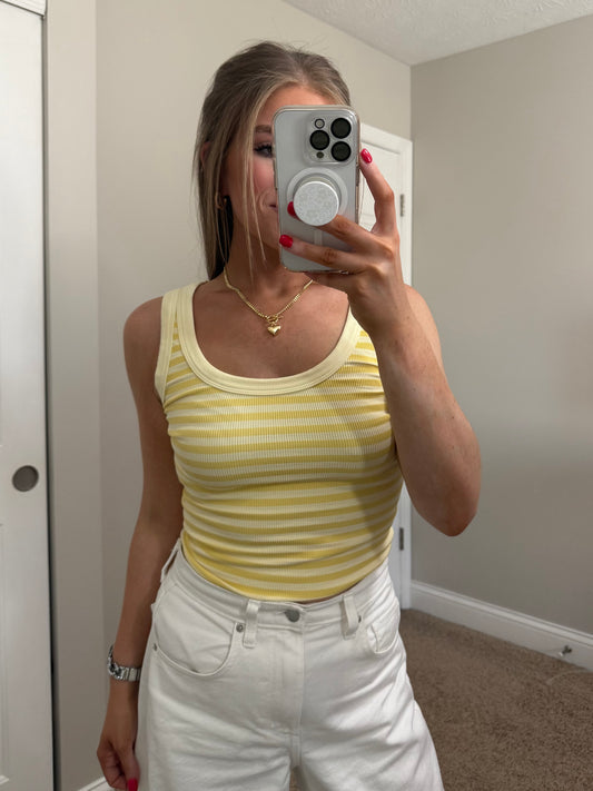 Striped Reversible Tank | Pale Yellow