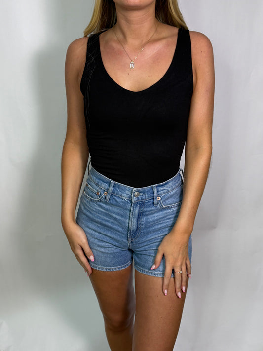 Black Double Lined V Neck Tank