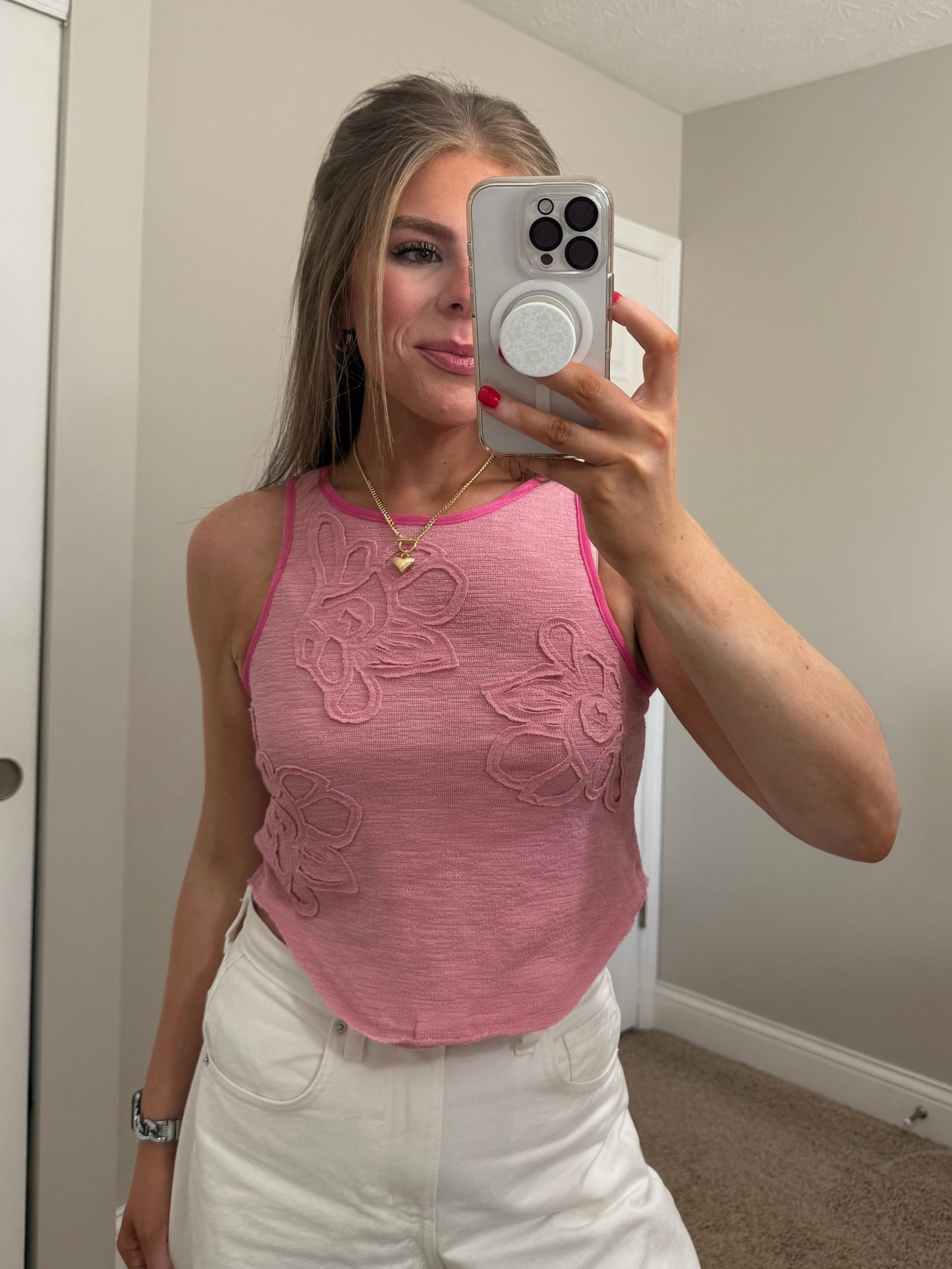 Carrie Textured Tank | Pink