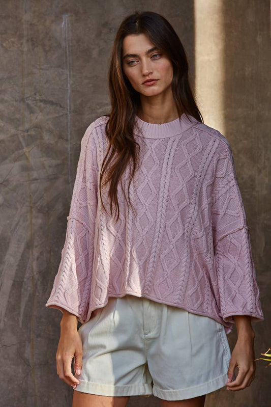 Madi 3/4 Sleeve Sweater | Pastel Pink