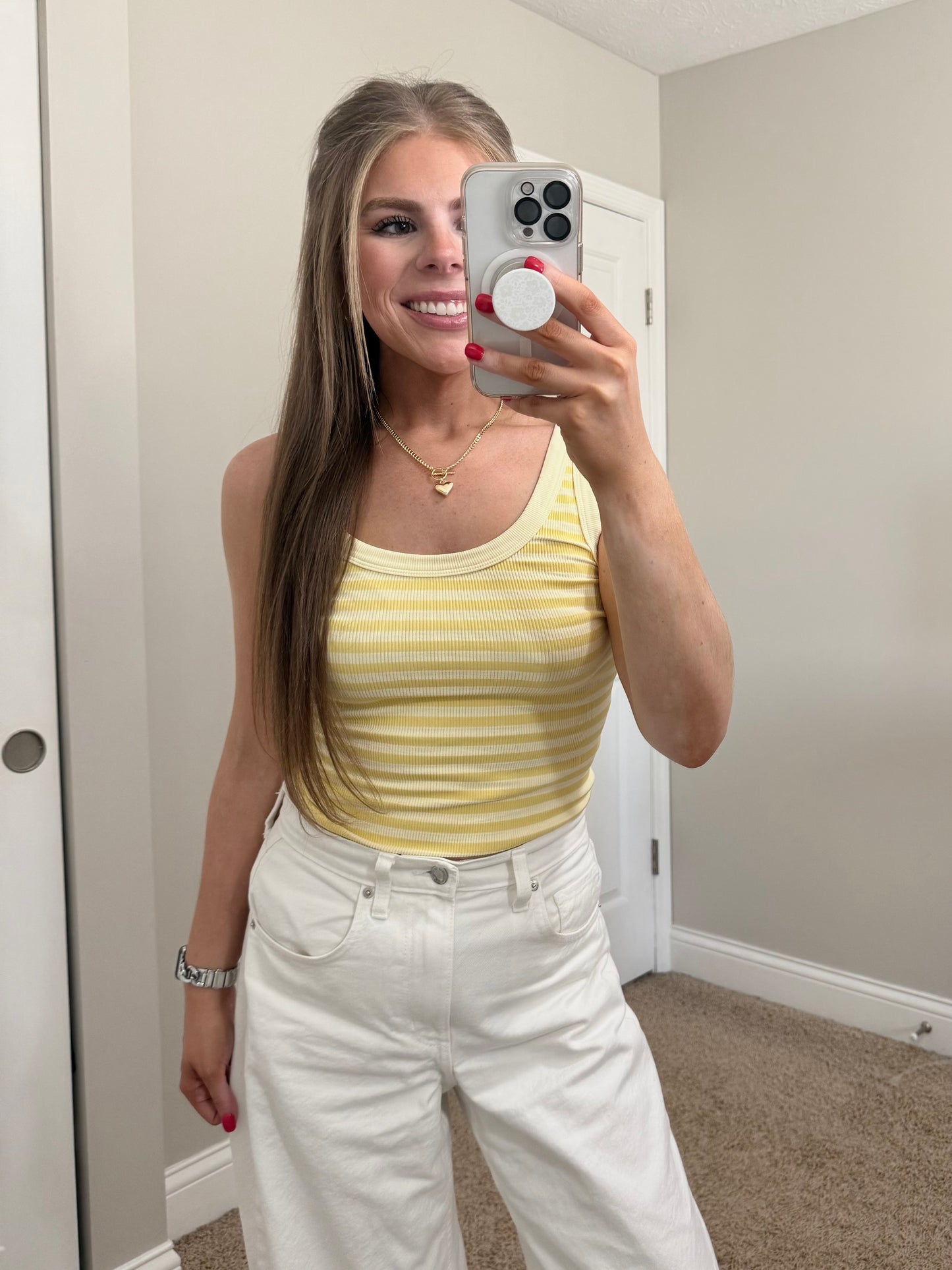 Striped Reversible Tank | Pale Yellow
