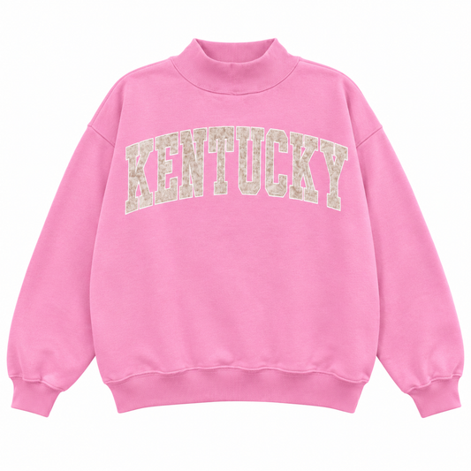 Embroidered Kentucky Mockneck | Bubblegum Pink/Camo