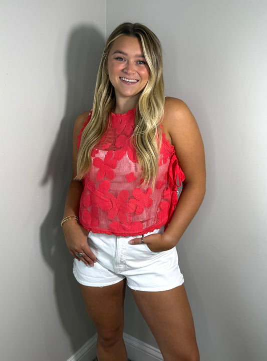 Scarlet Flame Mesh Top
