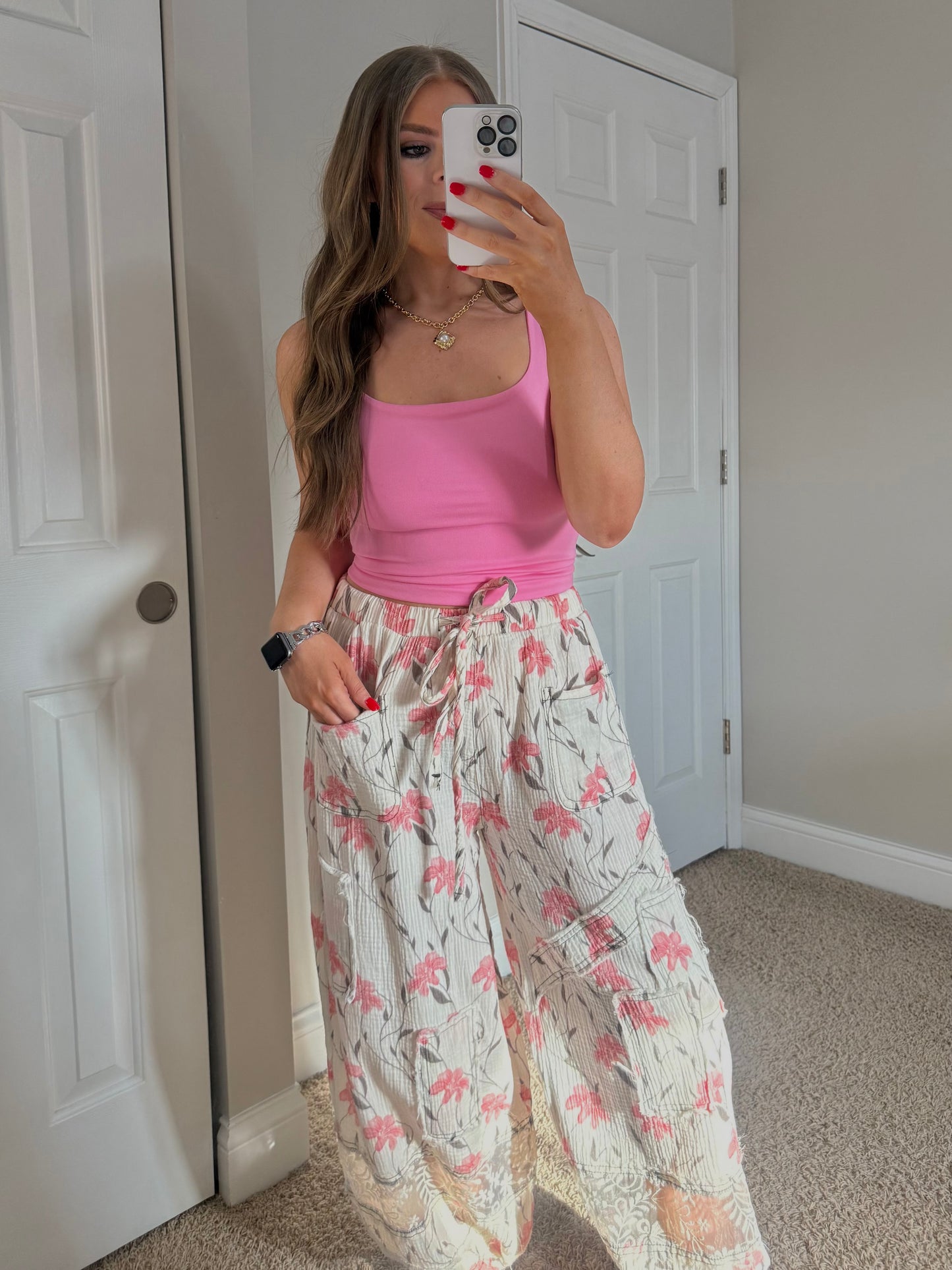 Ivory Floral Joggers