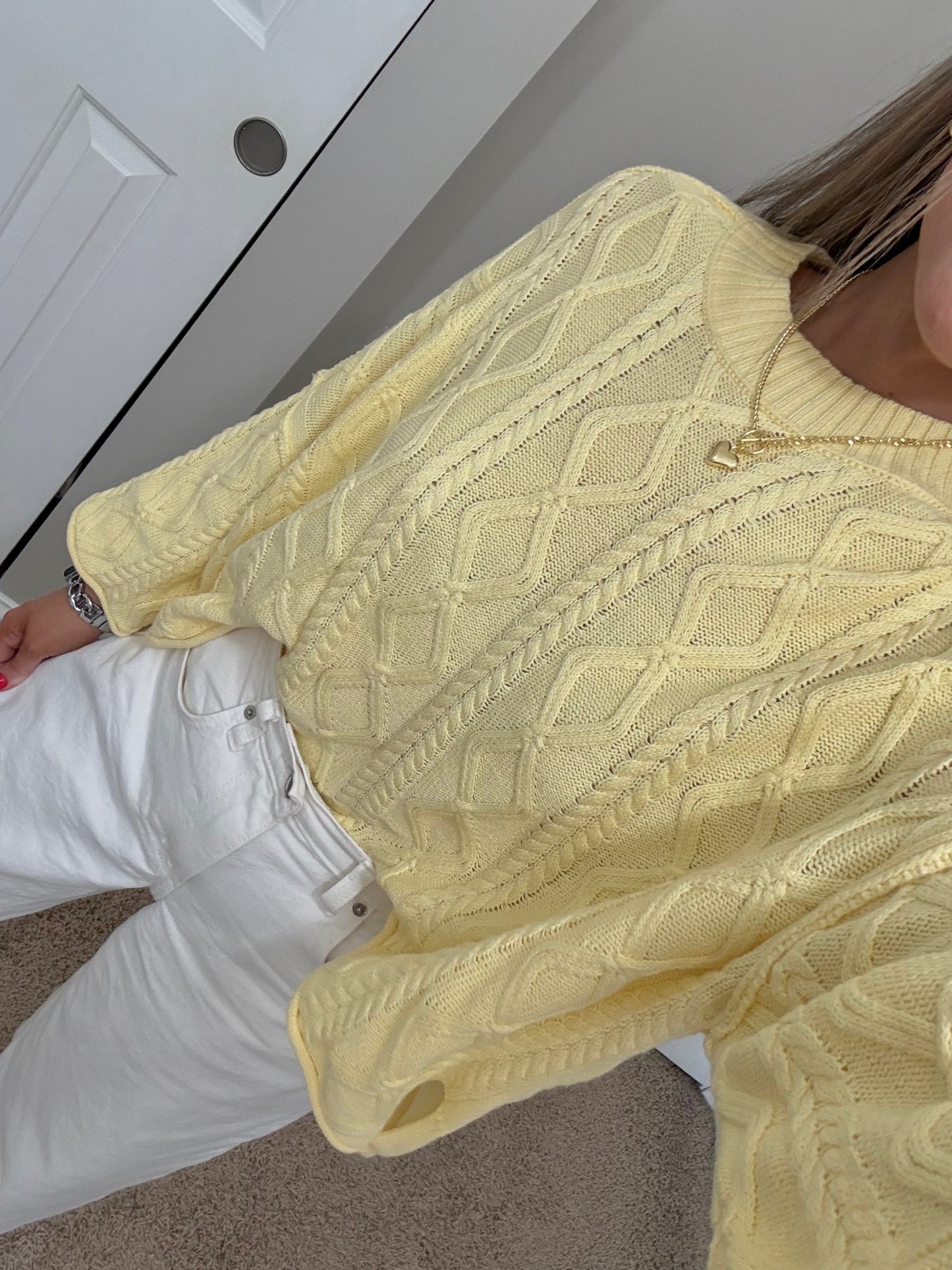 Madi 3/4 Sleeve Sweater | Pastel Yellow