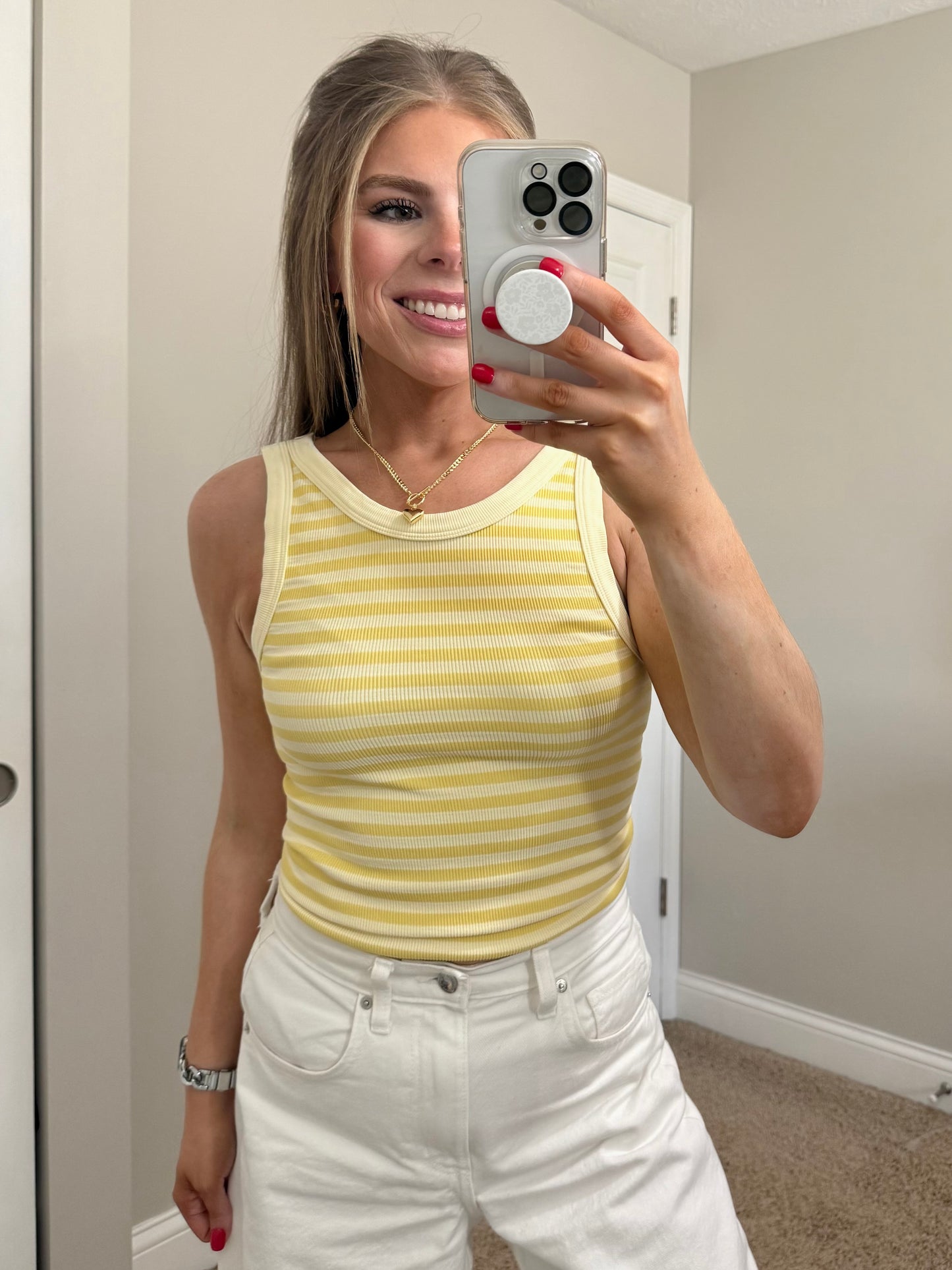 Striped Reversible Tank | Pale Yellow