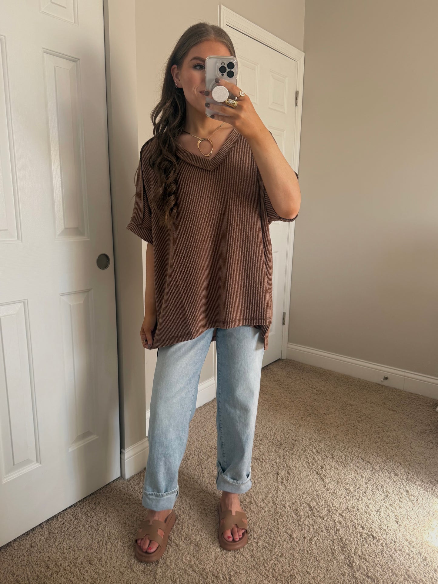 Casey Short Sleeve Top | Brown