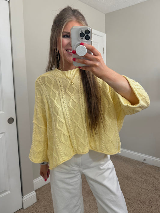 Madi 3/4 Sleeve Sweater | Pastel Yellow