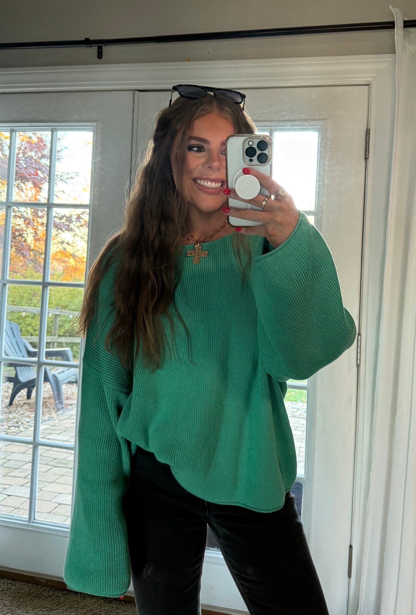 Tatum Boatneck Sweater | Kelly Green